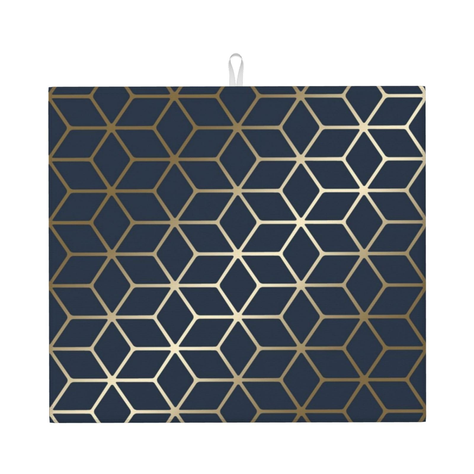 Hyaszst As Picture Navy Blue Gold,Dish Drying Mat,Absorbent Dishes Drainer Mats,Dish Drying Pad Kitchen Counter Sink Mat 41X46 Cm