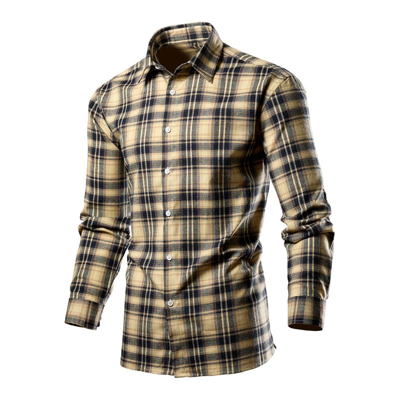 El otoño de los Hombres Casual Cuatro-Color de la Camisa a Cuadros, de Gran tamaño Delgado de la Solapa de la Moda Casual Camisa
