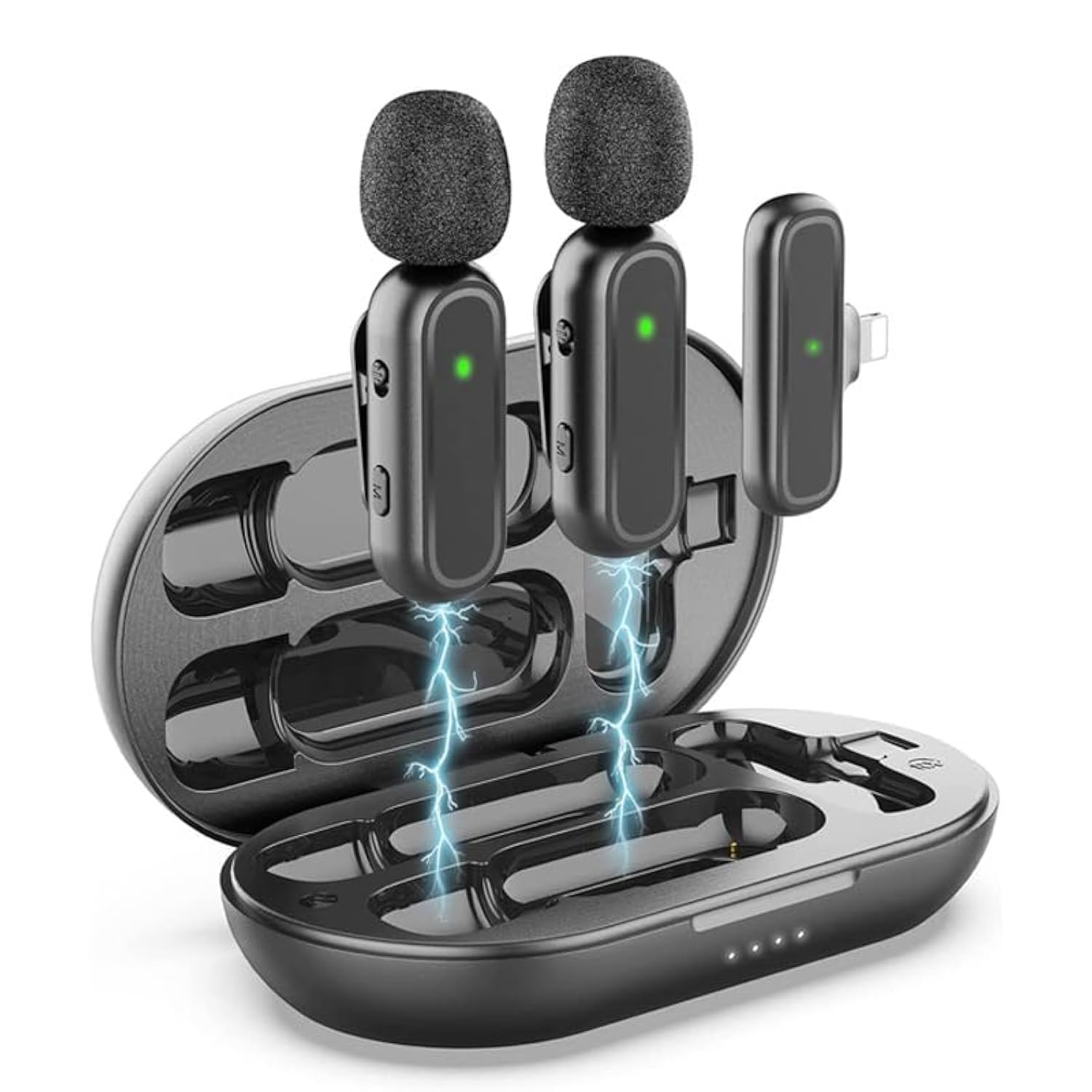 BIGTHREE Pro Wireless Microphone, 2-Person System, Charging Case 24H, UHF Dual Channel with DSP Noise Reduction for iPhone/Android, Vlog/Live Stream/Recording