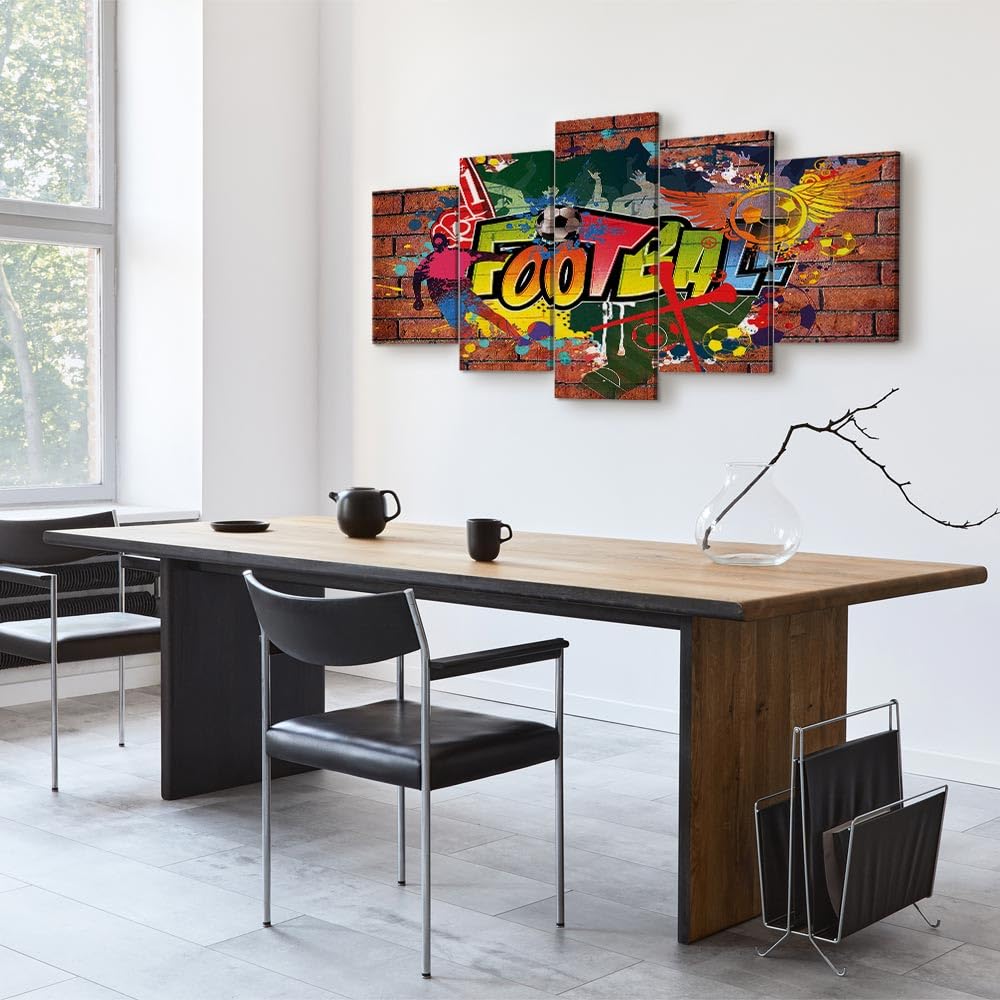 Cuadros B&D XXL - Quadro Football 200x100 cm 5 Pezzi - Stampa su Tela Strutturata XXL Grande - Quadri Moderni Componibili Camera da Letto Matrimoniale - Stampe da Parete Arte 020105-18