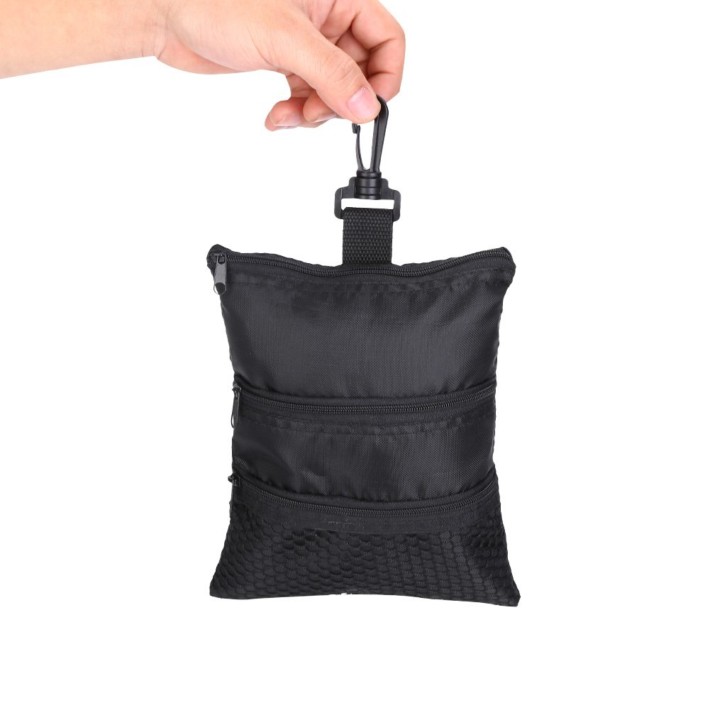 Borsa per Palline da Golf, Sacca da Multitasca Portatile Oxford Solida, Elegante Borsa Portaoggetti per Accessori da con Cerniera Nera con Design a Gancio Piccolo, per Sport
