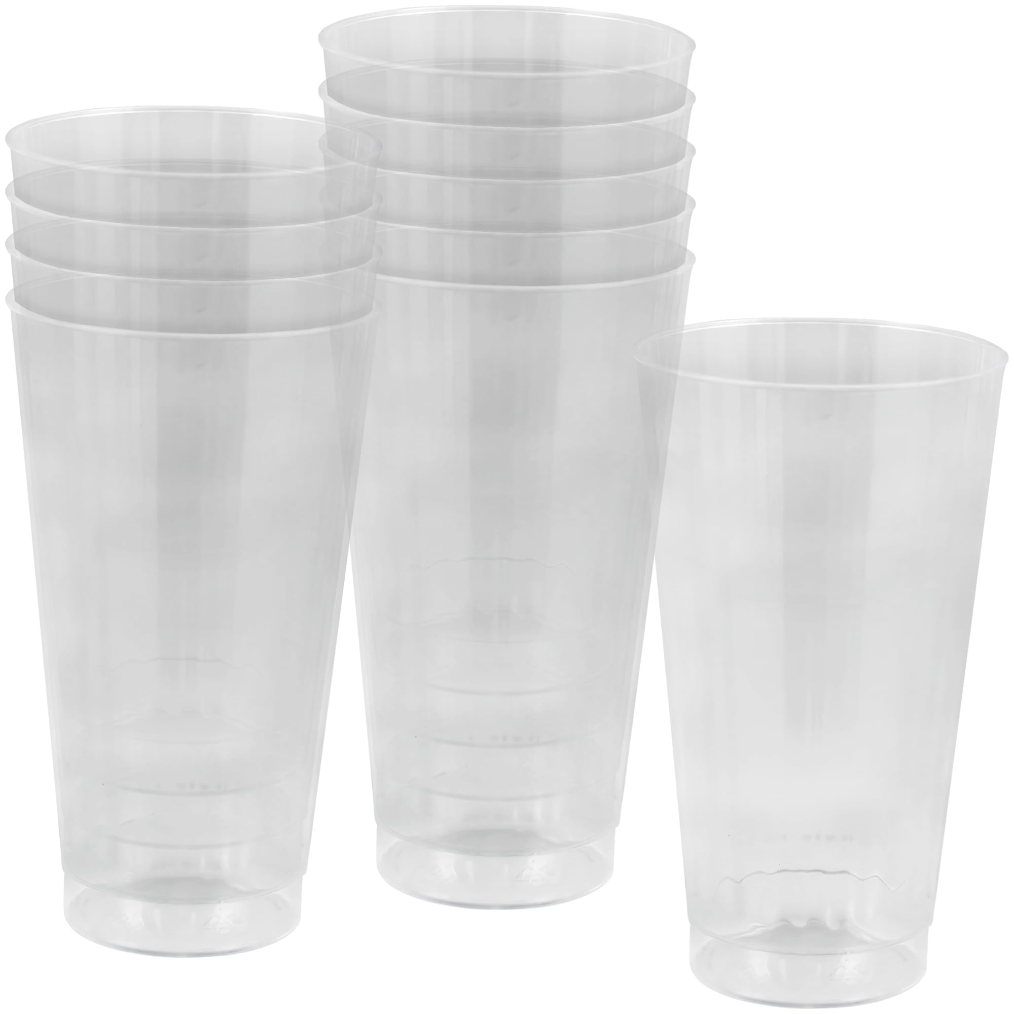 Lumiere Clear Plastic Tall Tumblers 16 oz Pack of 10 - Elegant Disposable Drinkware for Parties Celebrations Weddings