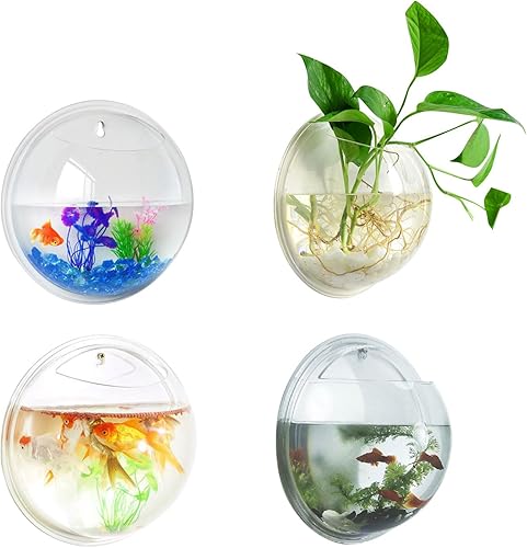 Miniatura 2 de Wnvivi 2 cuencos de pecera para pecera, pared de burbujas para el hogar, necesidades diarias, maceta de flores para acuario, betta, jarrón de