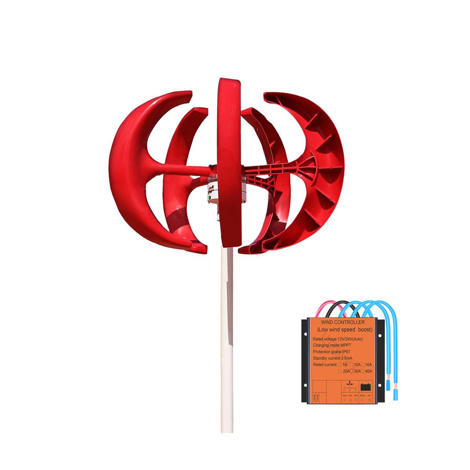 Éolienne verticale 400W 12V 24V avec régulateur MPPT pour système hybride
