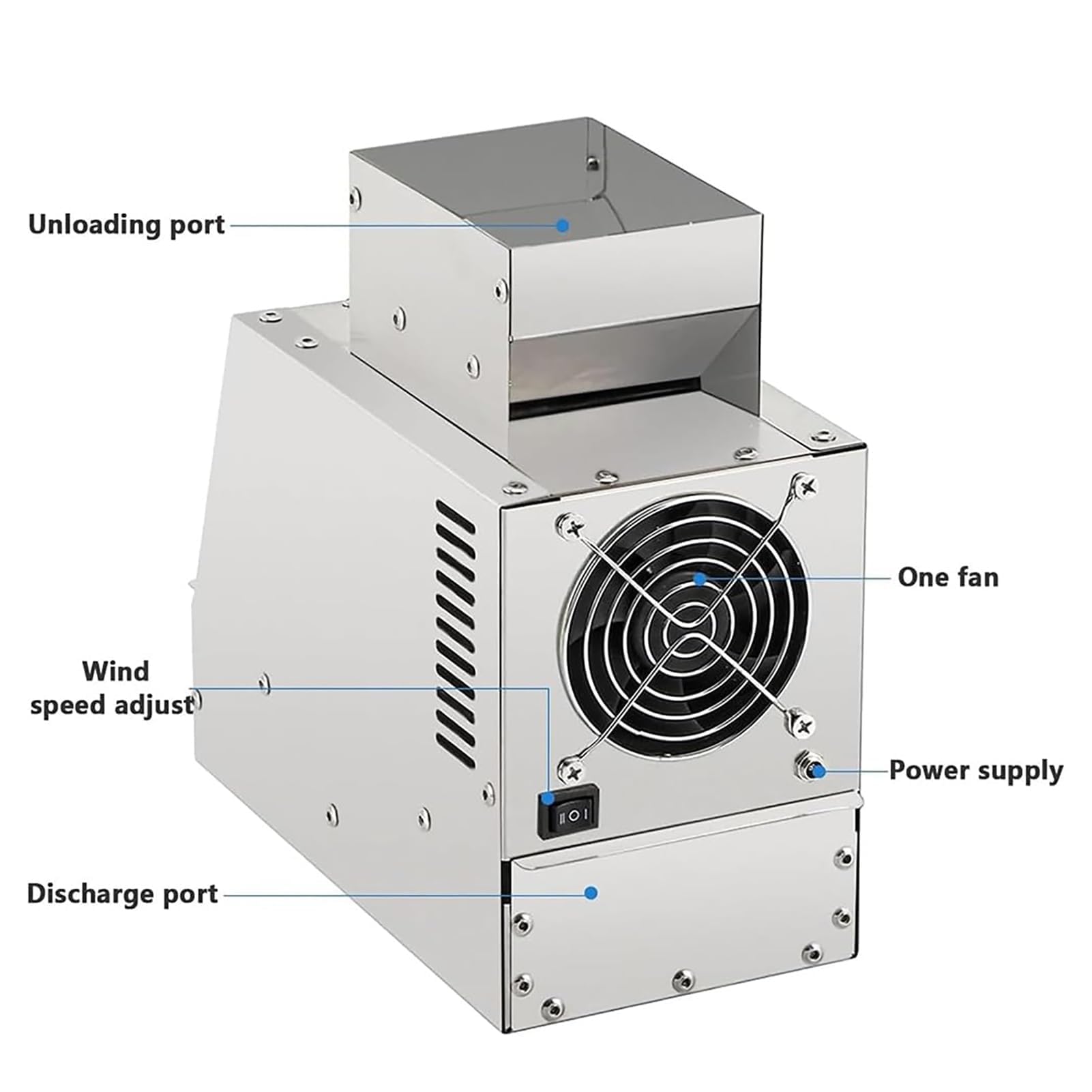Máquina eléctrica de granos, con ventilador ajustable, limpiador de semillas, separador de cáscaras de cereales para limpieza de piensos