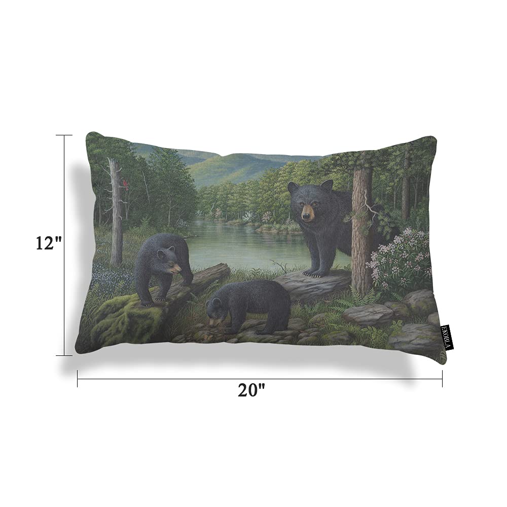 EKOBLA Federa Per Cuscino Lombare 50x76 Cm – Design Cavallo In Corsa Nella Foresta, Morbida Microfibra, Cerniera Invisibile