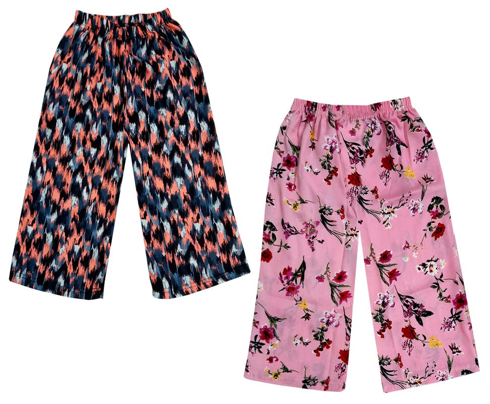 Image of IndiWeaves Girls Crepe Printed Loose Capri 3 /4th Pants (Pack of 2) Multicolor4
