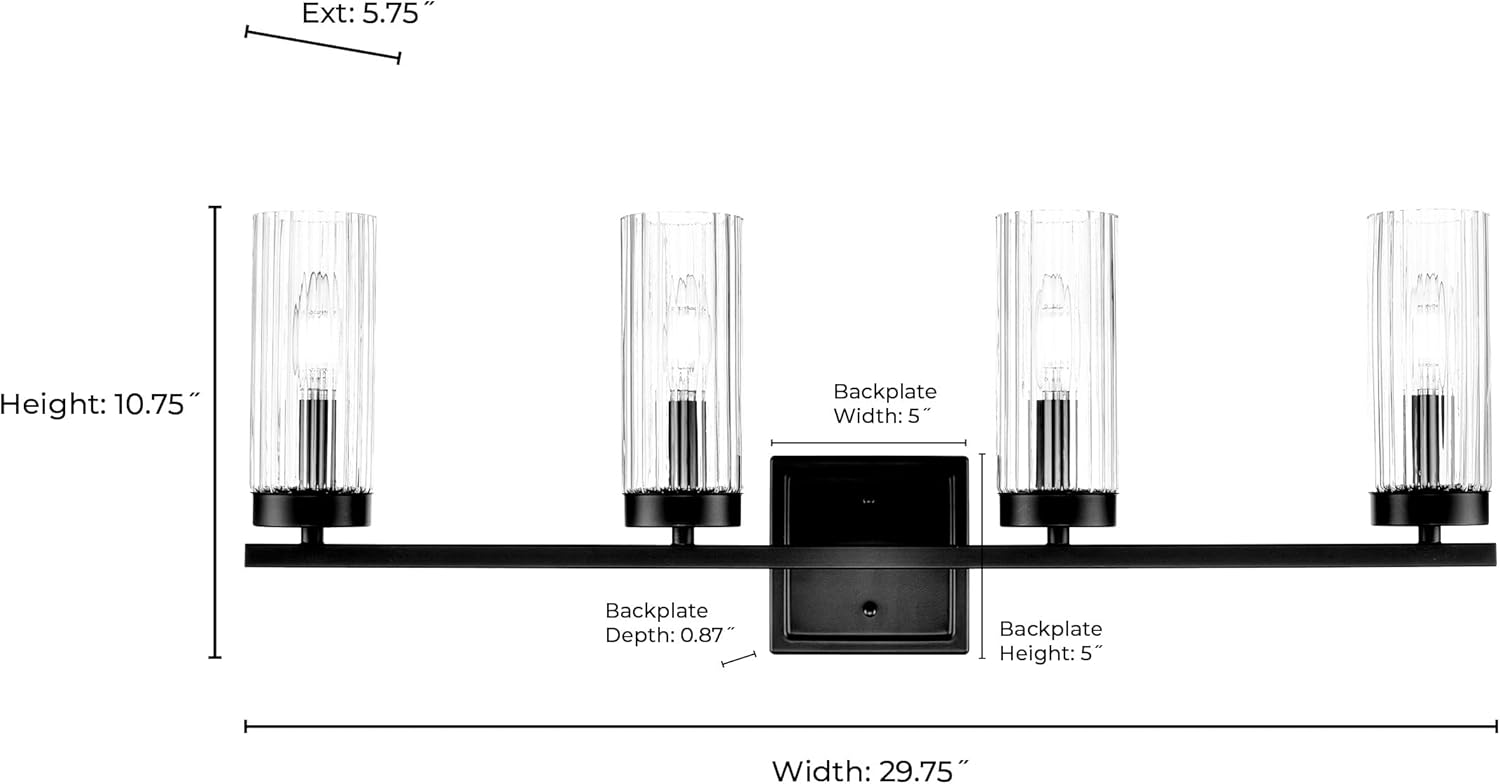 ML Lighting 46004-MB Iversen 29.75" Wide 4-Light Vanity - Matte Black