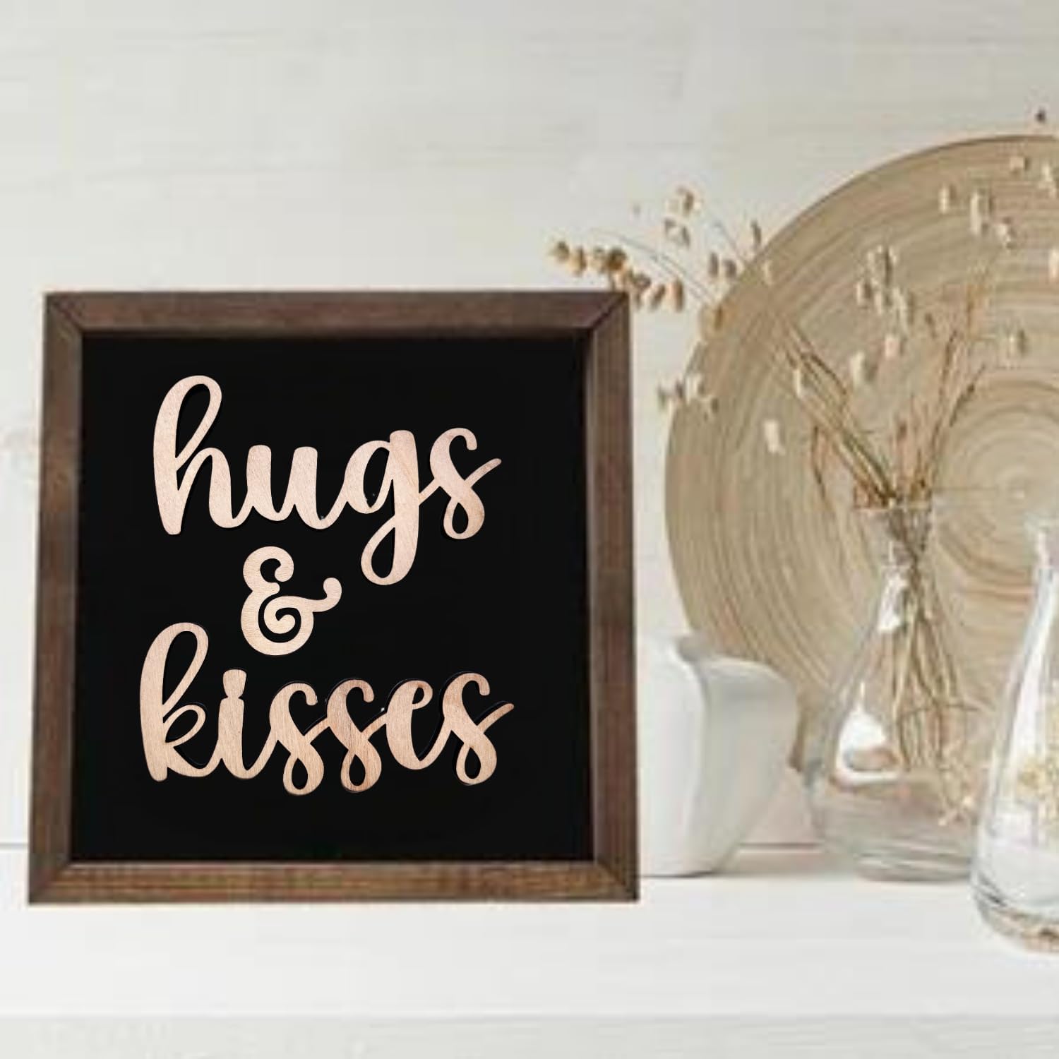 Wood Valentine Word Hugs and Word Kisses | Valentine Craft Words| Valentine Crafts | Valentine Door Hanger | Paint by Line Crafts | Wood Crafts