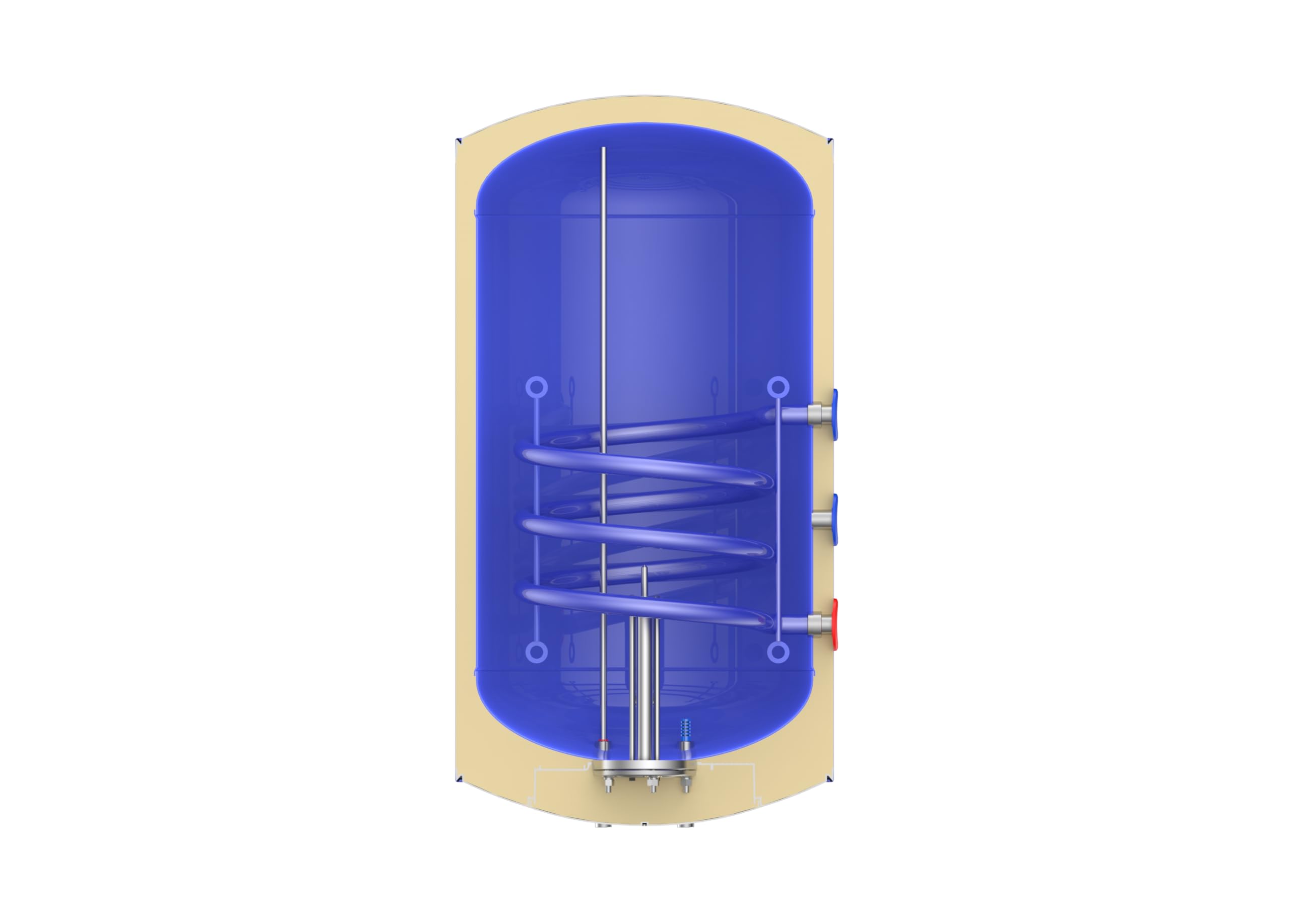 THERMEX Dual 100L Warmwasserspeicher mit Wärmetauscher rechts, elektrischer Boiler 1500W, 230V, 100 Liter, vertikal, Speicher-Wassererwärmer für Zentralheizung