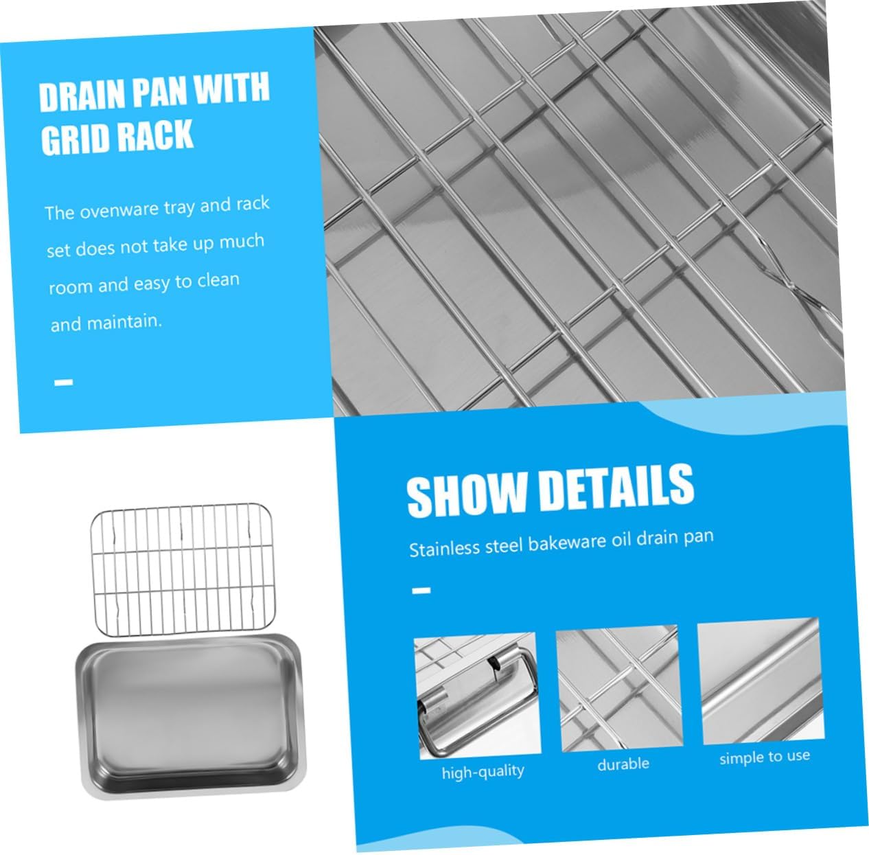 Pan Wire Rack for Oven Roasting Rack Baking Oven Pan Roaster Stainless Steel Baking Tray