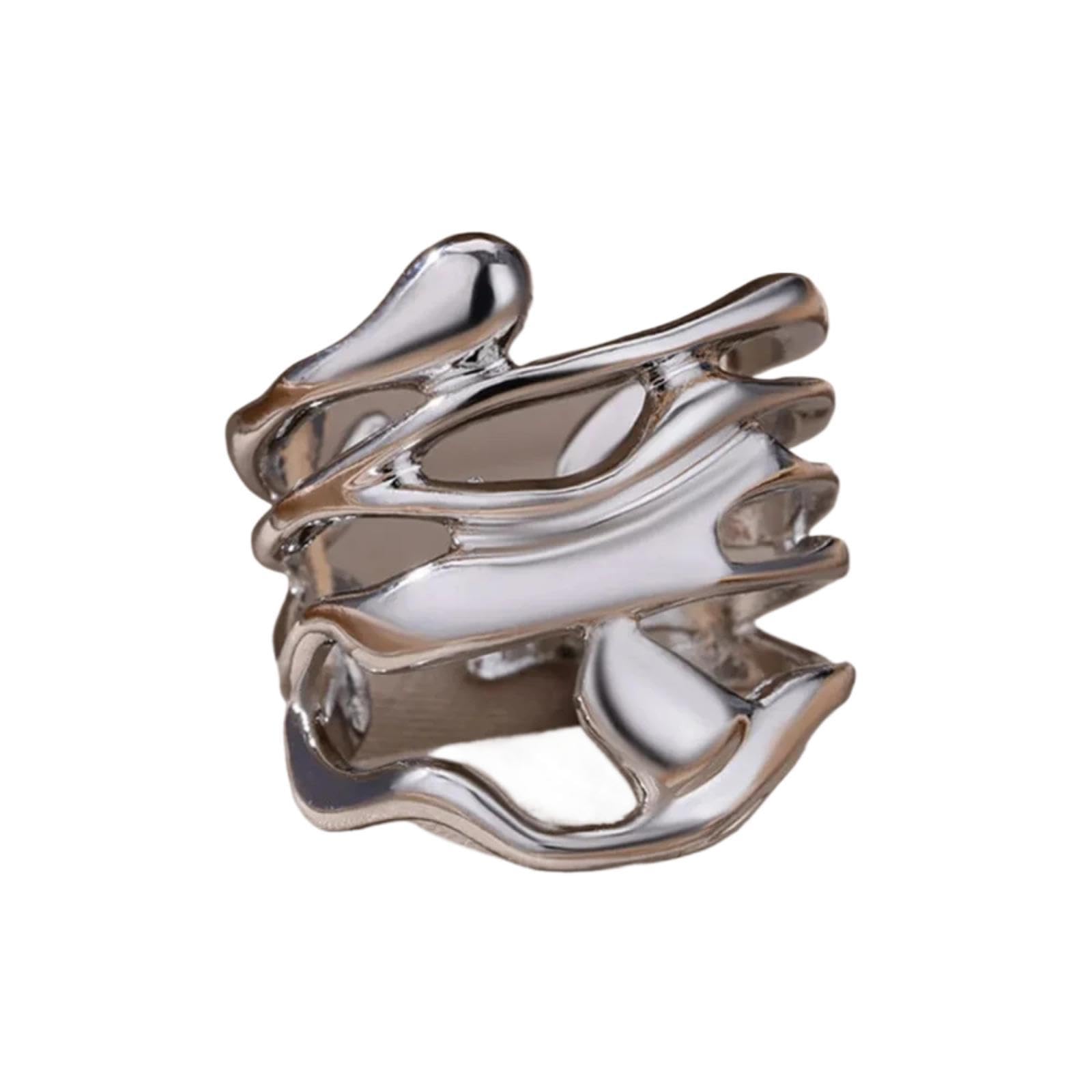 Anneaux ring bague large légère évidée pour doigts sensibles - 6
