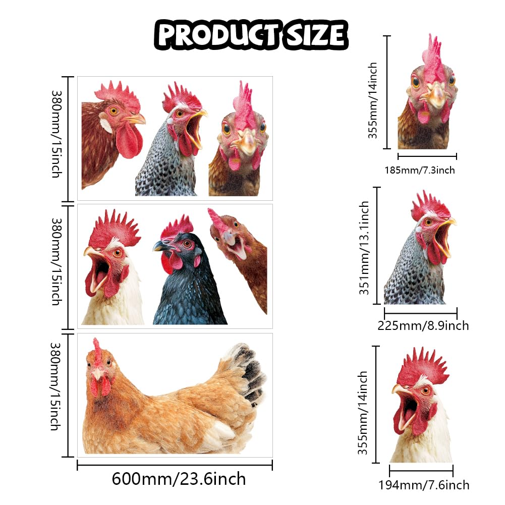 Peacoblue Farm Peeking Out Chicken Wall Stickers Decals Decor Removable Peel and Stick - Image 2