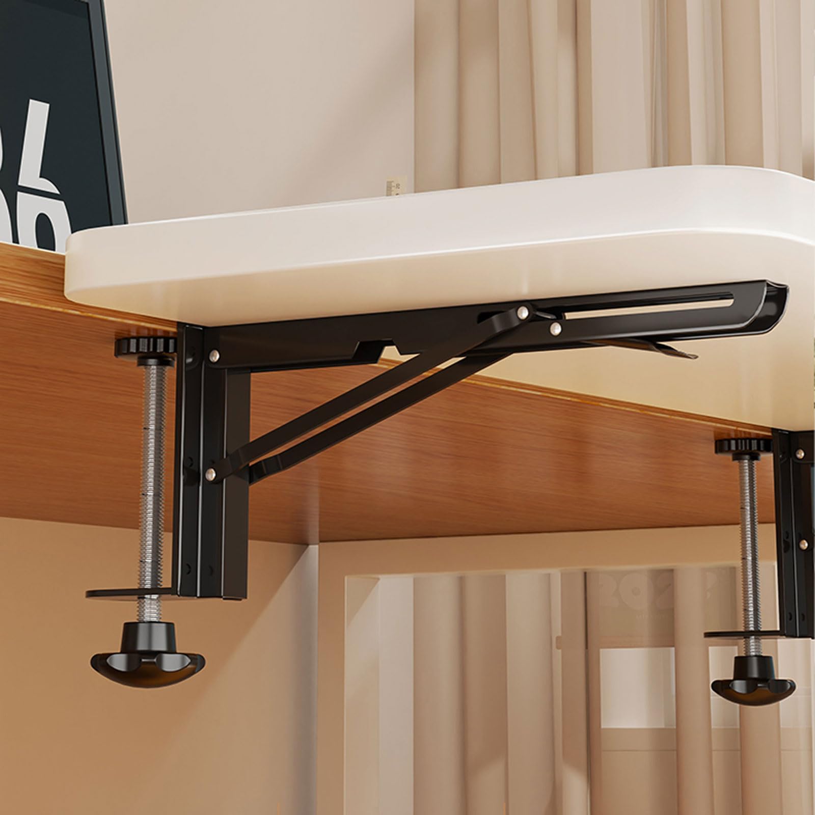 Vassoio estensibile ergonomico per scrivania - Ripiano a morsetto per cassetto tastiera pieghevole senza installazione per scrivanie da ufficio, tavoli da pranzo, librerie e postazioni di gioco - Solu
