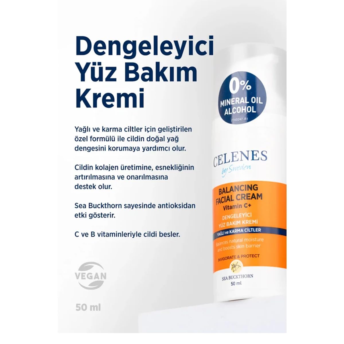 Celenes By Sweden Sea Buckthorn Dengeleyici Yüz Bakım Kremi Yağlı/Karma Ciltler 50 ml