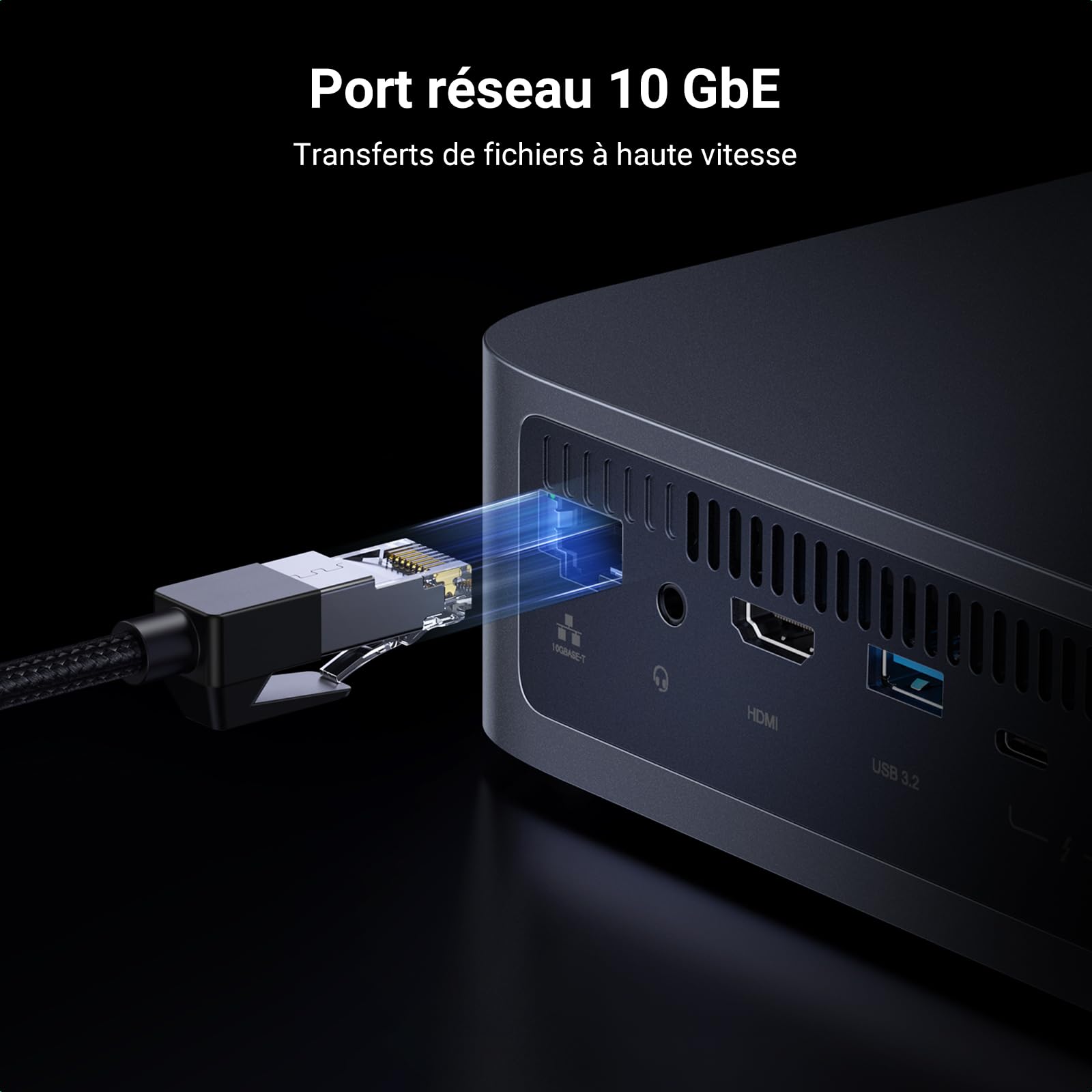 UGREEN NASync DXP480T Plus, NAS Flash SSD 4 Baies, processeur Intel i5 1235u, 8 Go de RAM DDR5, SSD 128 Go, Port 10 GbE, Wi-FI 6, 4 emplacements M.2 NVMe, HDMI 8K, 2 Ports TBT4 (sans Disque)