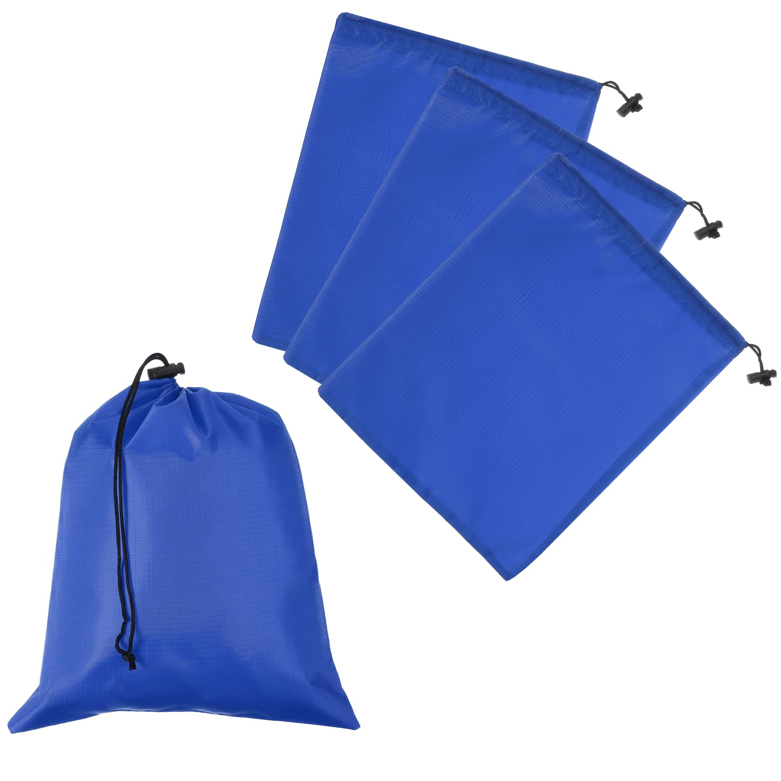 Drawstring Bag with Toggle, Stuff Sack String Waterproof Travel Storage Bags Cinch Stuff Pouch Fitting for (Gym/Traveling/Hiking/Yoga/Office/Shoe) 12 x 10 &amp; 4 Pack &amp; Sapphire Blue