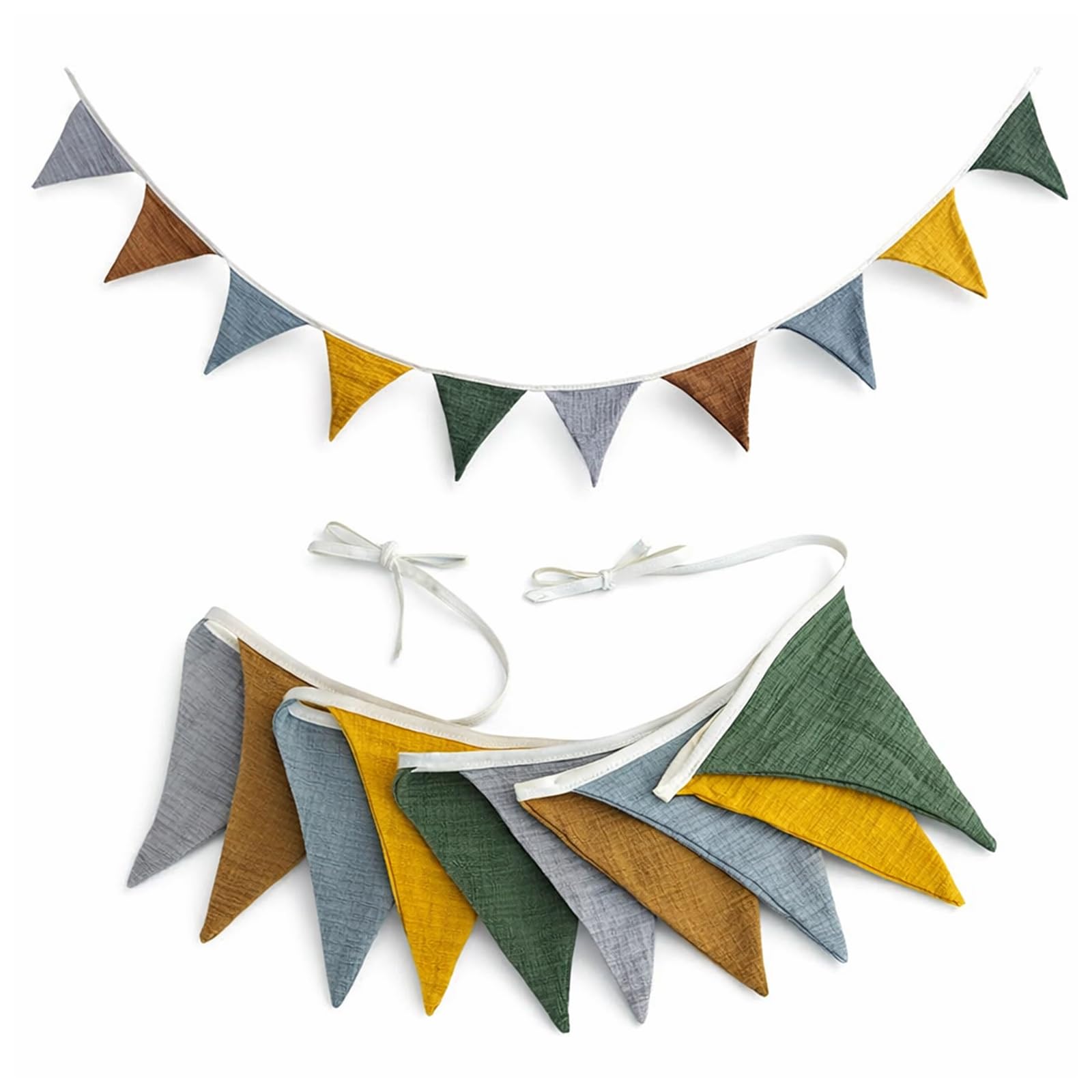 Fabric Bunting Banner, Double Sided 2.6m Cotton Bunting, Triangle Nursery Bunting, Party Bunting Fabric for Girls Bedroom and Baby Shower Decorations,Wedding Birthday Tea Shower