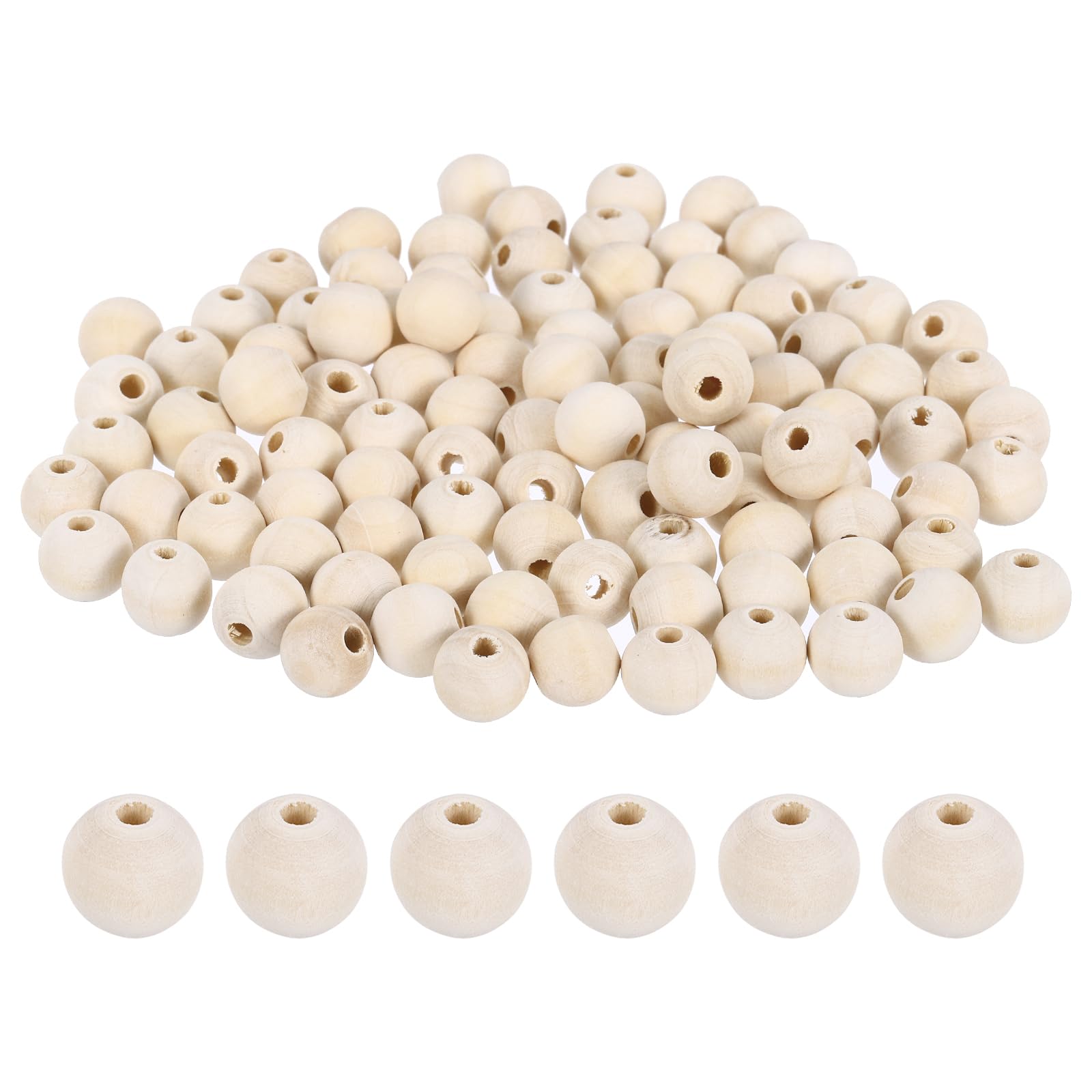 sourcing map 200Pcs 12mm Wood Beads, Unfinished Wooden Natural Beads Round Wood Spacer Beads for Bracelets Hair Jewelry Making DIY Crafts Garland Macrame Home Decor