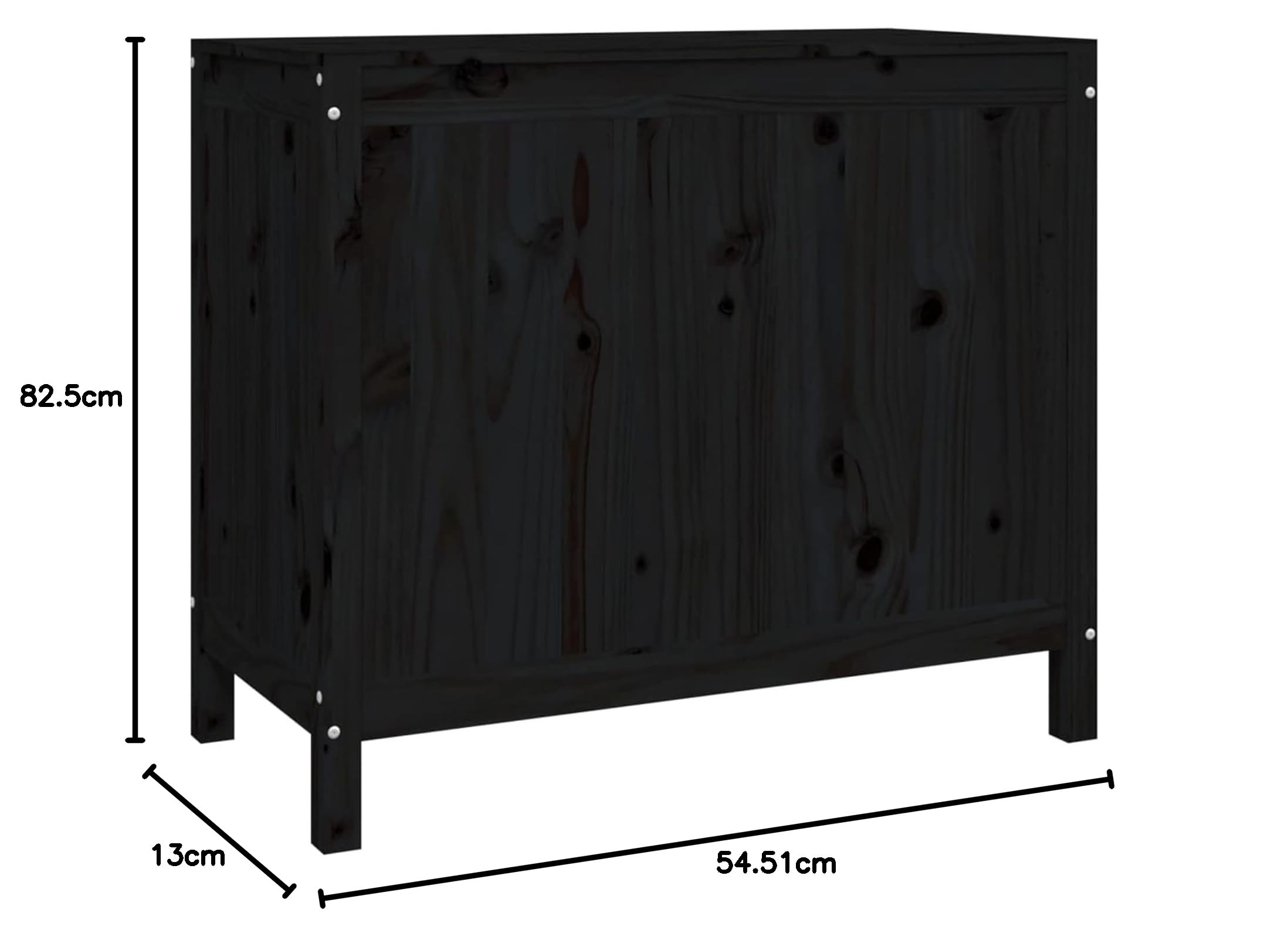 Homgoday Caja para la colada negra 88,5 x 44 x 76 cm madera maciza de pino, muebles, baúles y baúles, contenedor de jardín, porta herramientas de jardín, puf de exterior, baúl de exterior