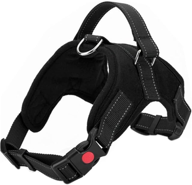Fyy Dog Harness No Pull, Breathable Adjustable Pet Harness Dog Vest Harness, Reflective Oxford Easy Control Dog Harness with Sturdy Handle for Small Medium Large Dogs M-Black