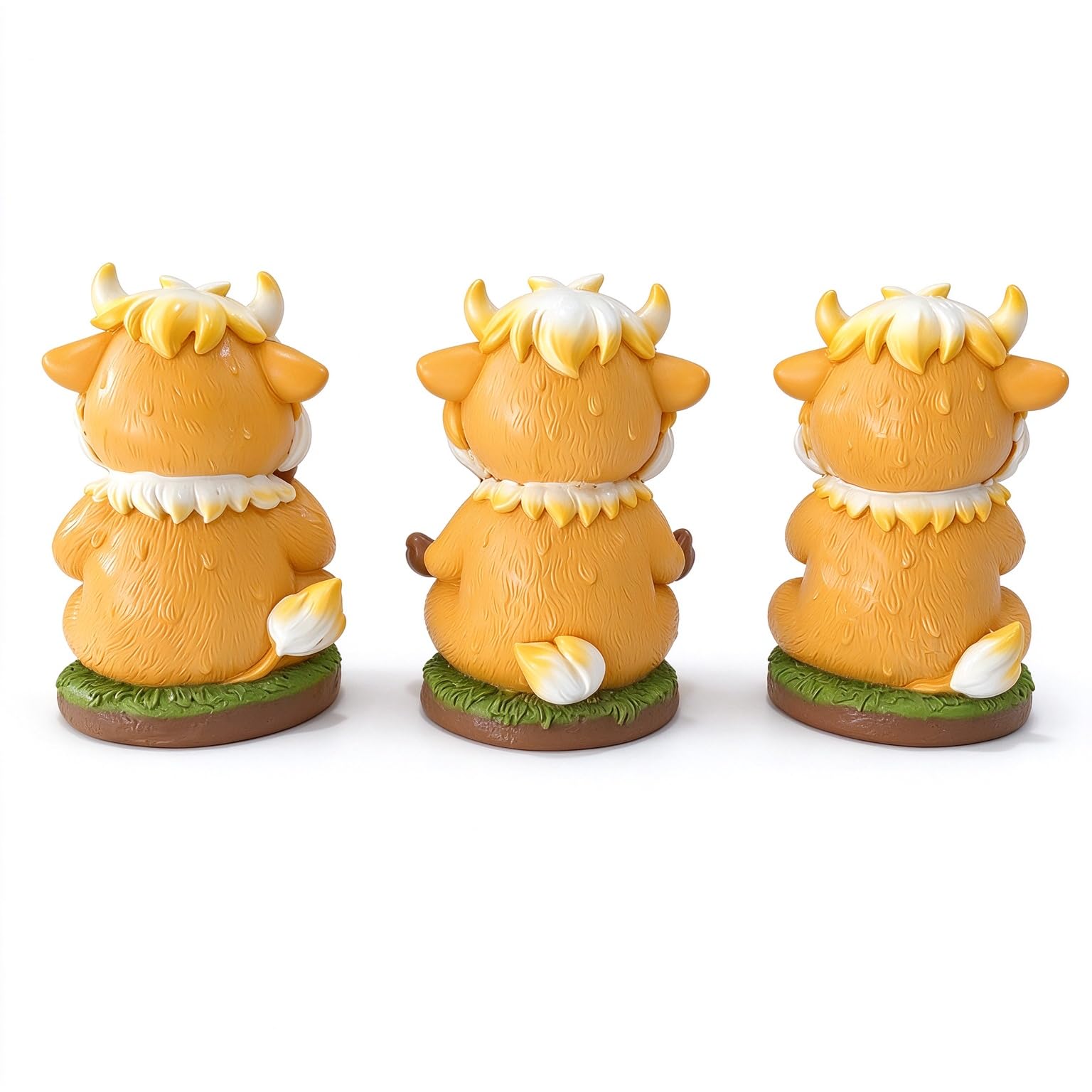 3 figuras de vaca de las tierras altas, estatuas de resina para decoración de ganado, meditando y orando, centro de mesa rústico para Navidad, Acción de Gracias, regalo de cumpleaños