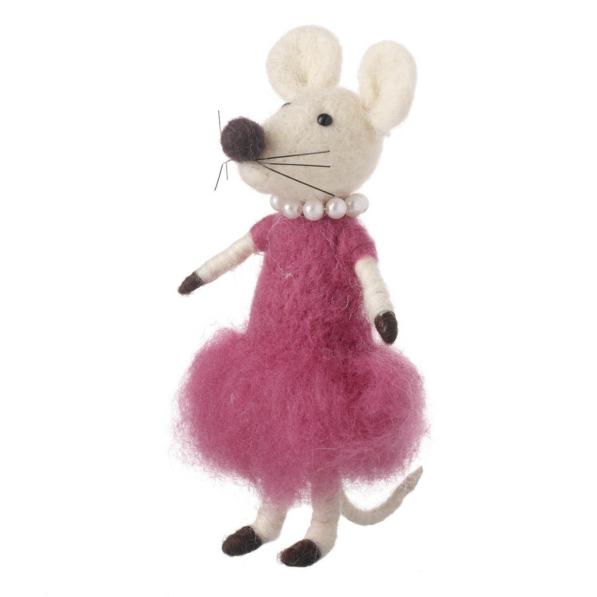 Heaven Sends Pink/White Easter Felt Mouse Decoration In Wool