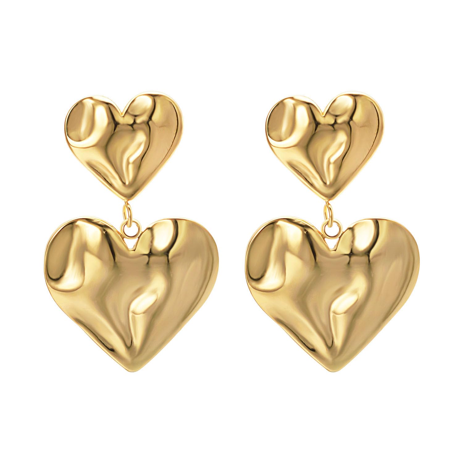 AirokiyPendientes de oro, pendientes gruesos para mujer, corazón dorado, pendientes de rosa, hipoalergénicos, bisutería para mujeres y niñas