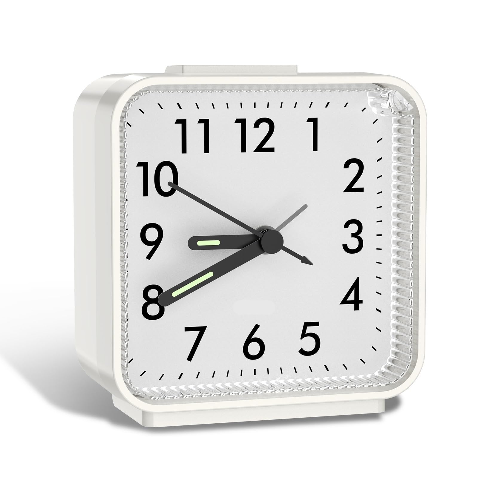LUYSGBXR Alarm Clock Analog Alarm Clock Bedside Classic Small Portable 4 Colors for Home Travel(White)