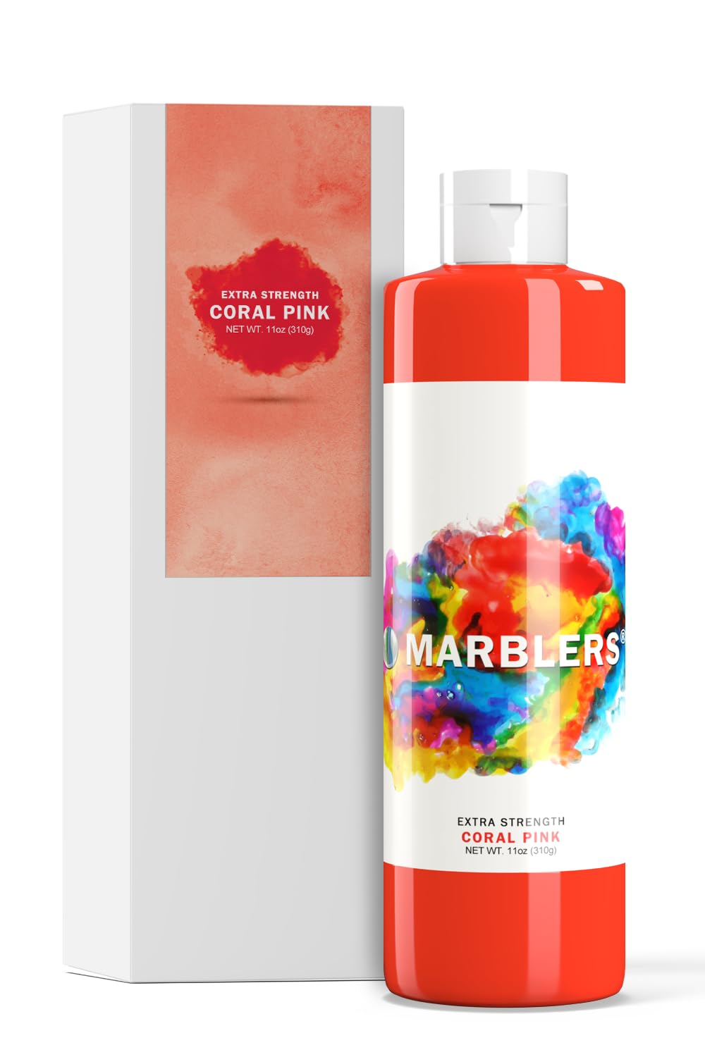 Marblers Coral Pink Liquid Colourant 11Oz (310G) [Coral Pink] | Water-Based | Dye, Tint, Pigment | Odourless | Non-Toxic | For Concrete, Cement, Mortar, Grout, Gypsum, Water-Based Paint, Jesmonite, Plaster