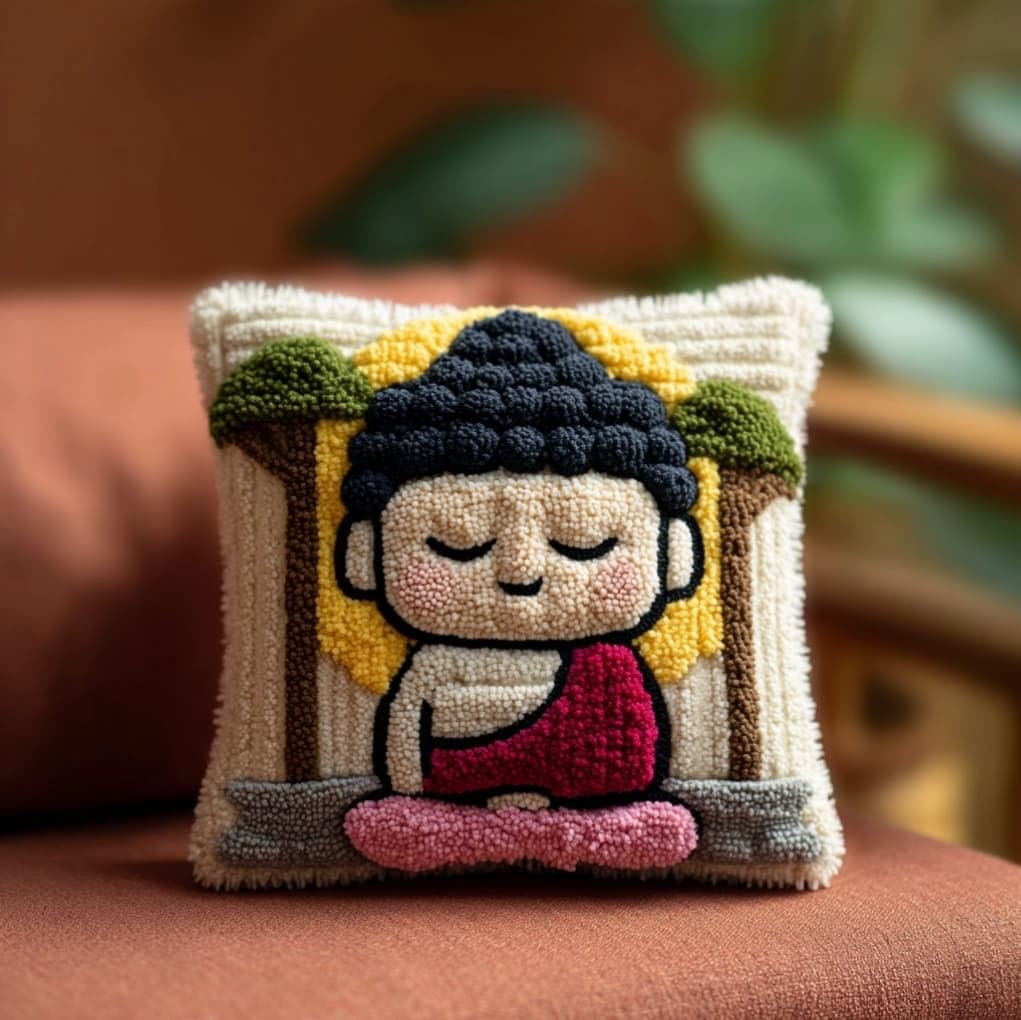AxiangziK Latch Hook Cushion Kit 43x43cm,Buddha Statue
