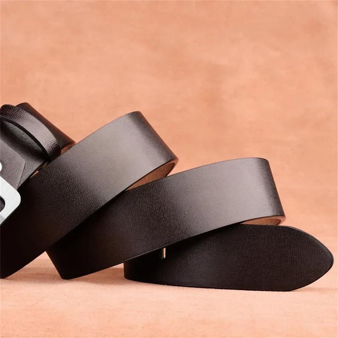 Yeuyyben Cinturón de cuero vacuno para hombre con hebilla de alfiler, estilo vintage, estilo casual, para negocios