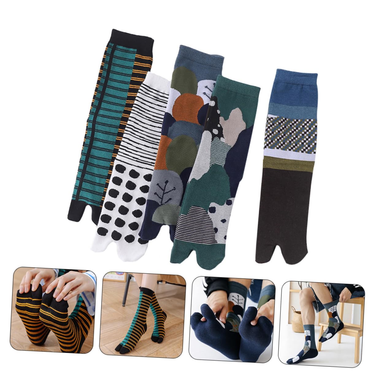 SHERCHPRY 10 paia di calze antiscivolo con dita separate da uomo, pantofole alte tabi