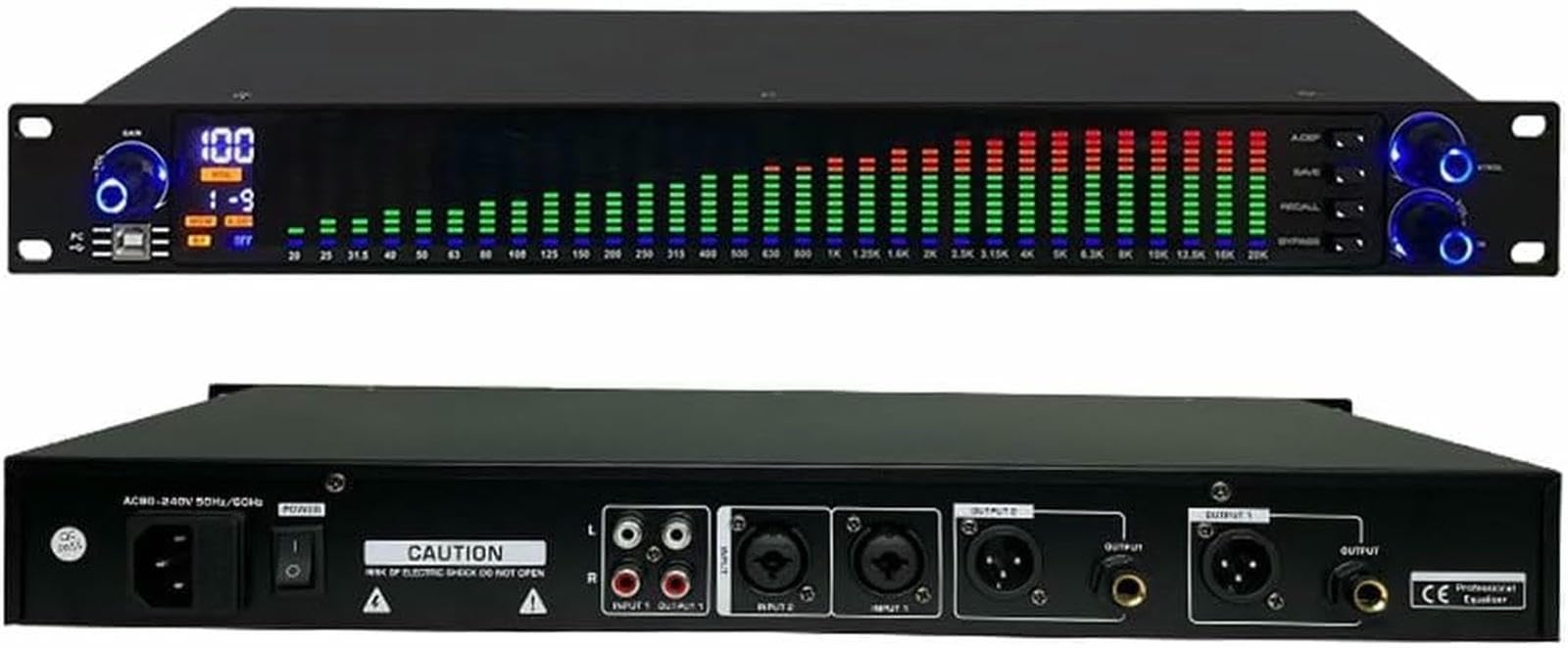 Ecualizador gráfico de Audio estéreo, Ecualizador Digital de 31 Bandas, para Estudio de grabación