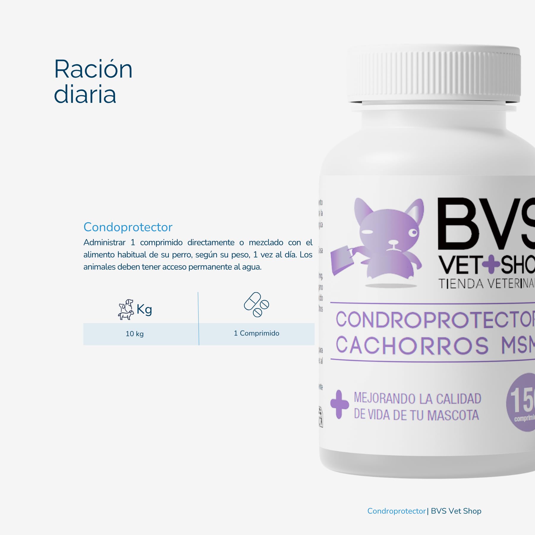 BVS Vet Shop | Condroprotector Cachorros MSM para Perros | Formulado para Cachorros, Apoyo nutricional para favorecer el Buen Estado fisiológico de Las articulaciones | 300 Comprimidos