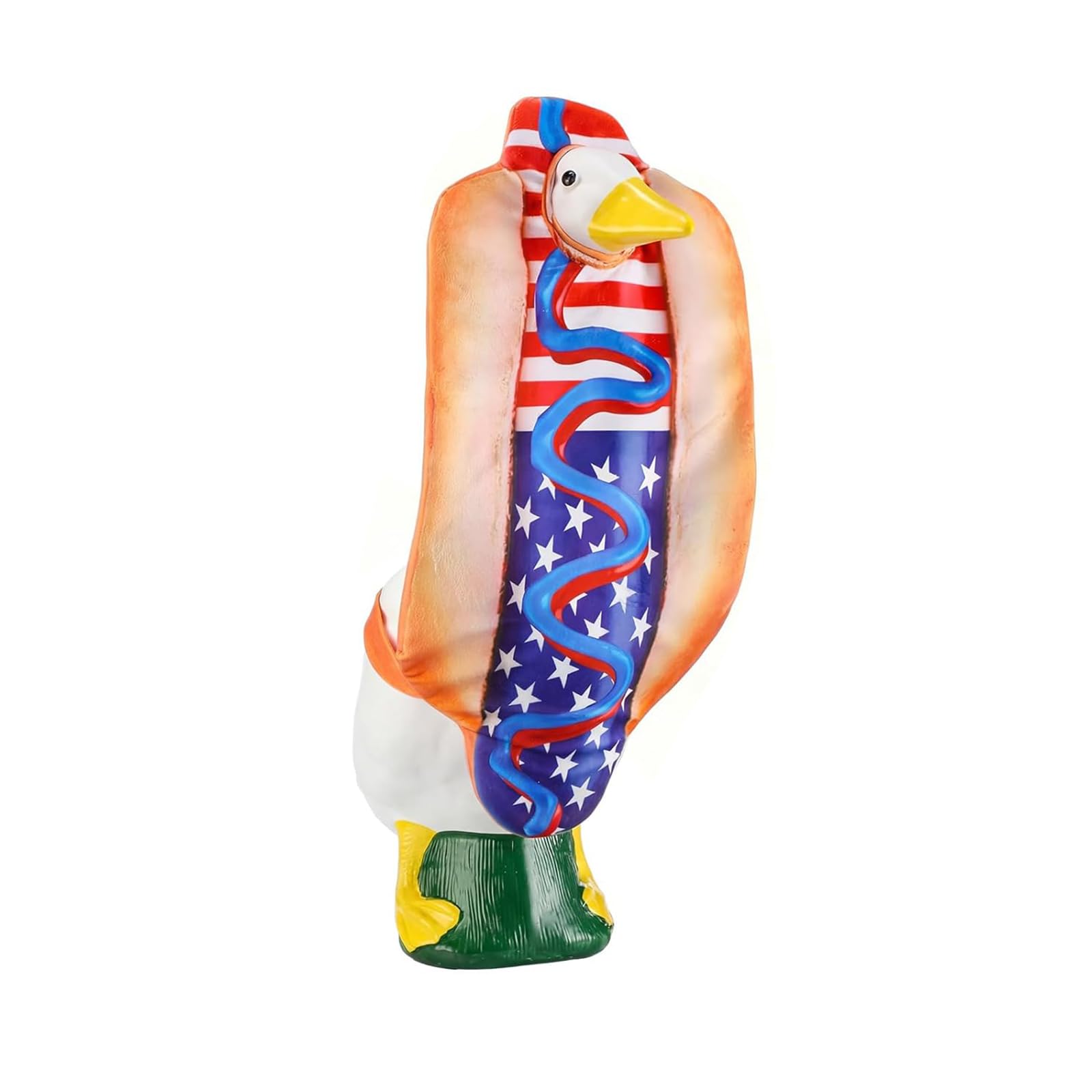 Independence Day 4th of July Porch Goose Outfit for 23in H Statues Hot Dog Patriotic Goose Clothes with American Flag for Garden Parties Patio Decor