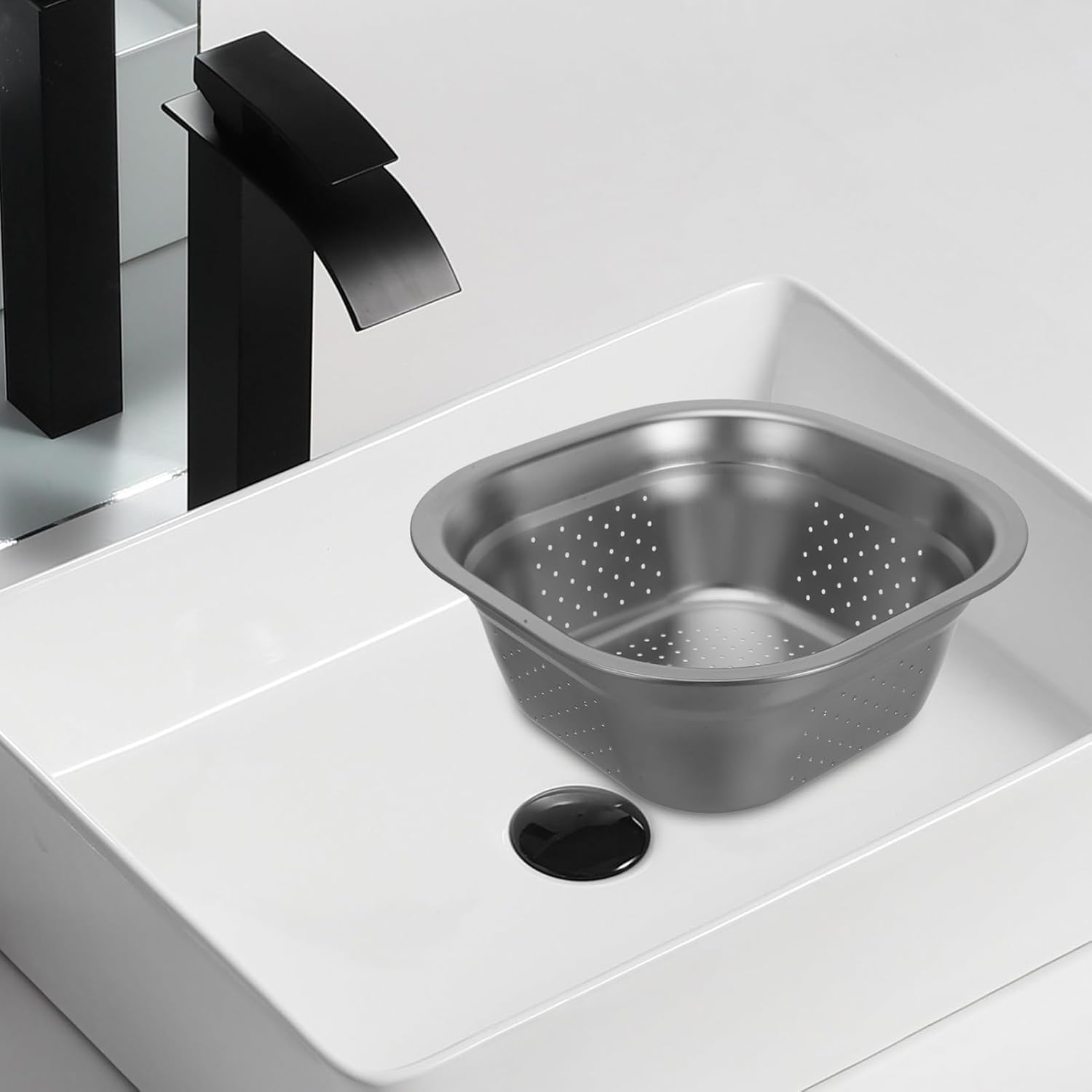 Grande Scolapasta in Acciaio Inox per Lavare Le Verdure, Colino da Cucina Resistente E Capiente, Ideale per Cucinare E Preparare Gli Alimenti. Silver 25.00X25.00X10.00CM