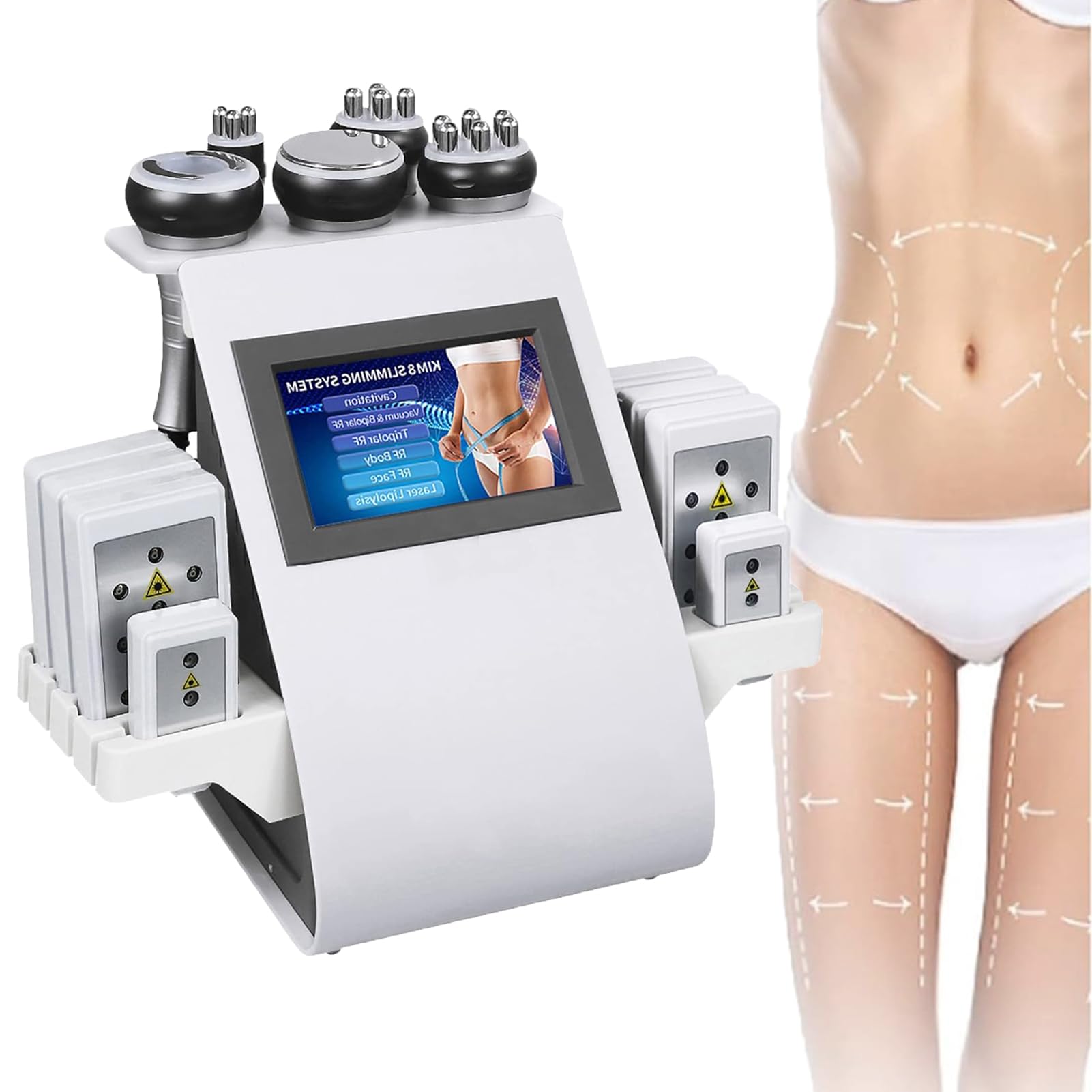 6 in 1 Macchina per Cavitazione, 40K Anticellulite Macchinario Massaggiatore Cellulite Rassodanti e Tonificanti per Il Corpo Massaggiatore per Cellulite, per Braccia, Vita, Coscia, Anca e