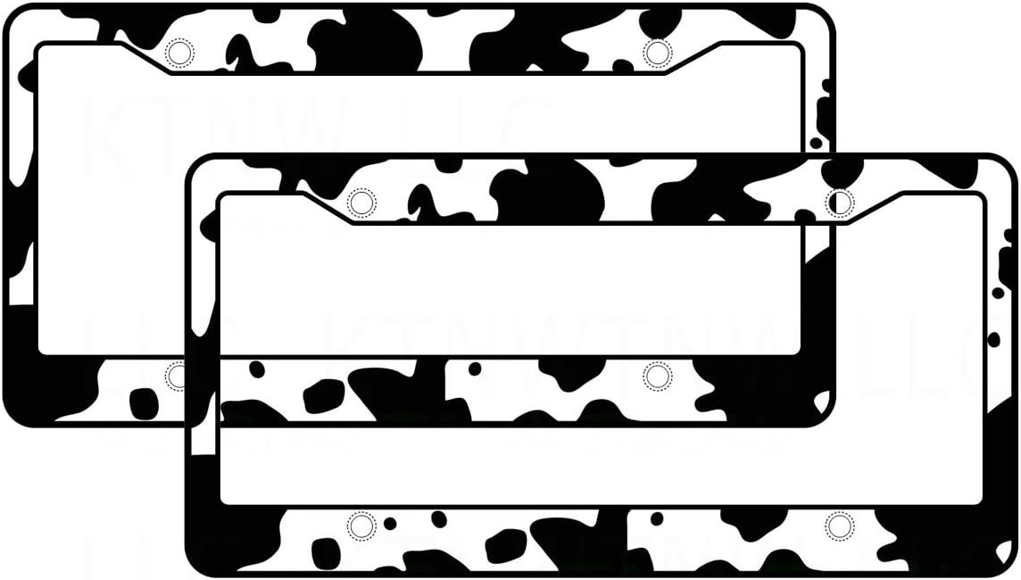 A Set of 2 Made in USA Plastic License Plate Frame Safari Animal Series- Cow