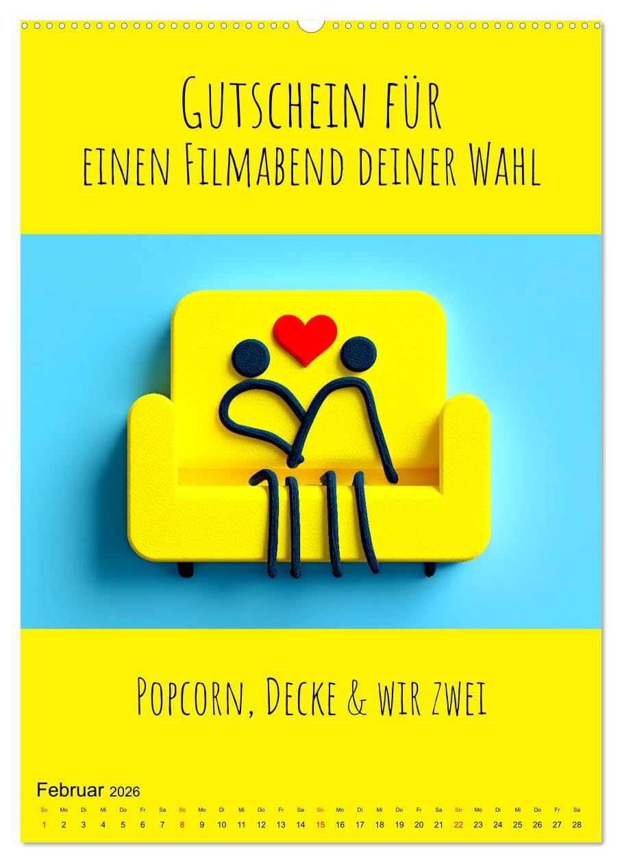 Gutscheinkalender - Gutschein Karten als Geschenk der Liebe (hochwertiger Premium Wandkalender 2026 DIN A2 hoch), Kunstdruck in Hochglanz: Geschenk ... für Frauen und Männer. (CALVENDO Menschen)