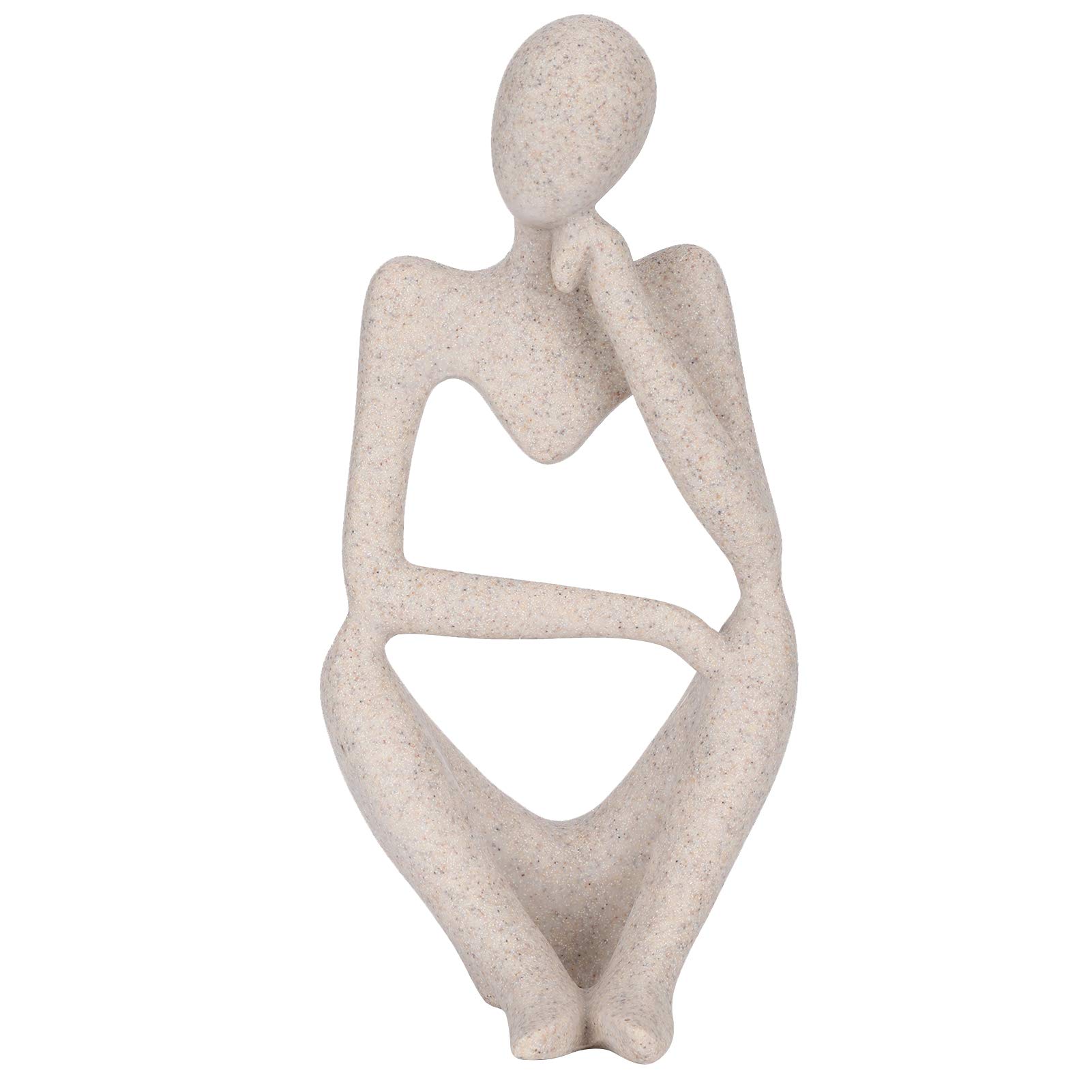 Estatua del pensador Figura pensativa Estatuilla Arenisca Escultura de personas Arte abstracto nórdico Decoraciones de inauguración de la casa para la oficina en el hogar Estantería de escritorio