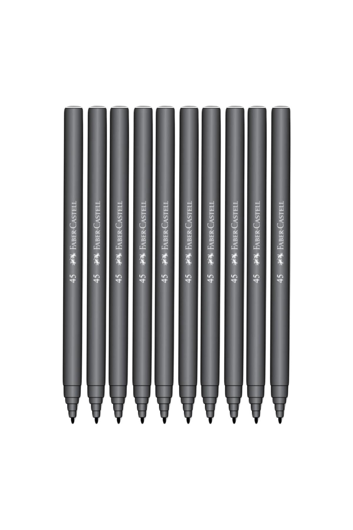 Faber-Castell İğne Uçlu Keçeli Kalem Seti, 10’lu, Siyah Renk, Havalandırmalı Kapak, Kağıt ve Karton Yüzeyler İçin Uygun