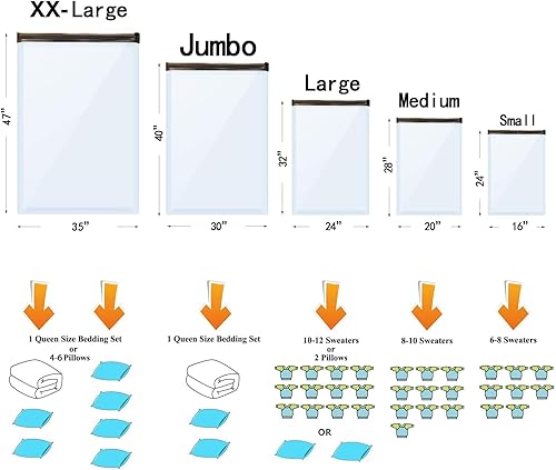 Miniatura 3 de GONGSHI - Bolsas de almacenamiento al vacío, bolsas de compresión selladoras ahorradoras de espacio con bomba de mano de viaje