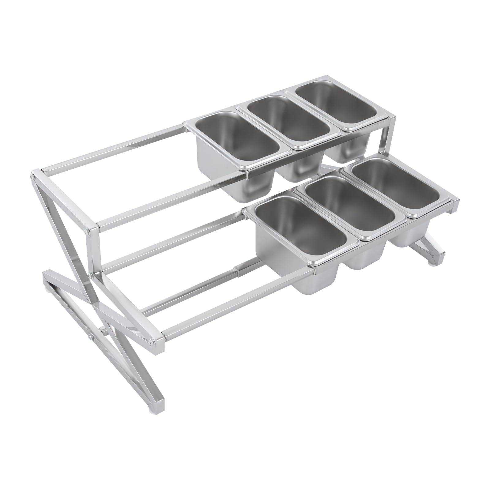 Scatola per condimenti e spezie, Stazione for condire la Pizza 10 Scomparti in Acciaio Inox con teglie e coperchi Argento(10COM)