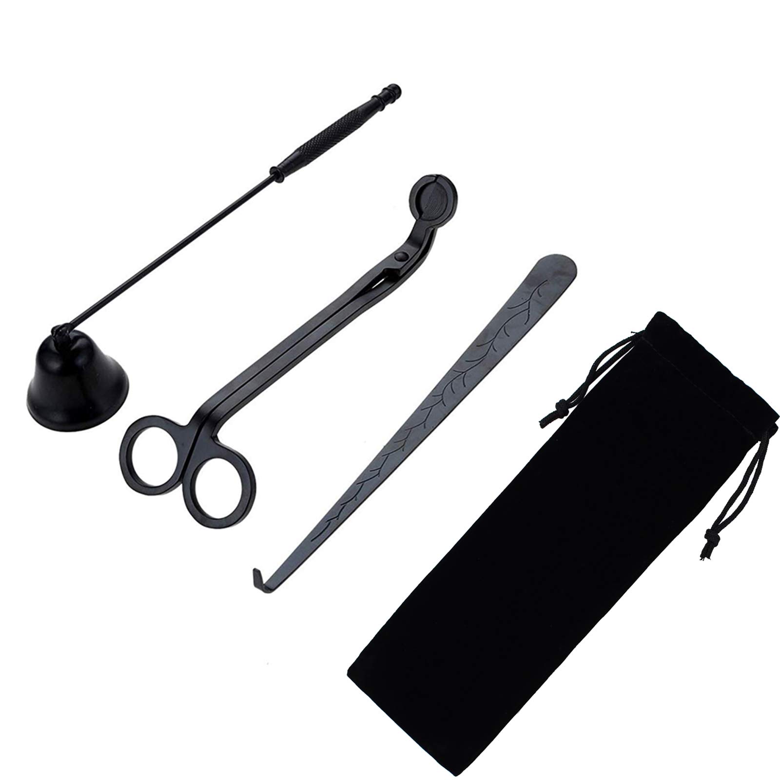 Set 3 In 1 Accessori Candele - Spegnitoio, Taglia Stoppini E Pinza, Nero