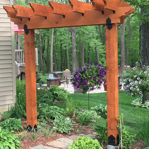 Image of Ozco Laredo Sunset 10x10 Post Base Kit, Includes Decorative Plates, Hex Cap Nuts, OWT Timber Screws, Galvanized Steel for Pergolas | 56605