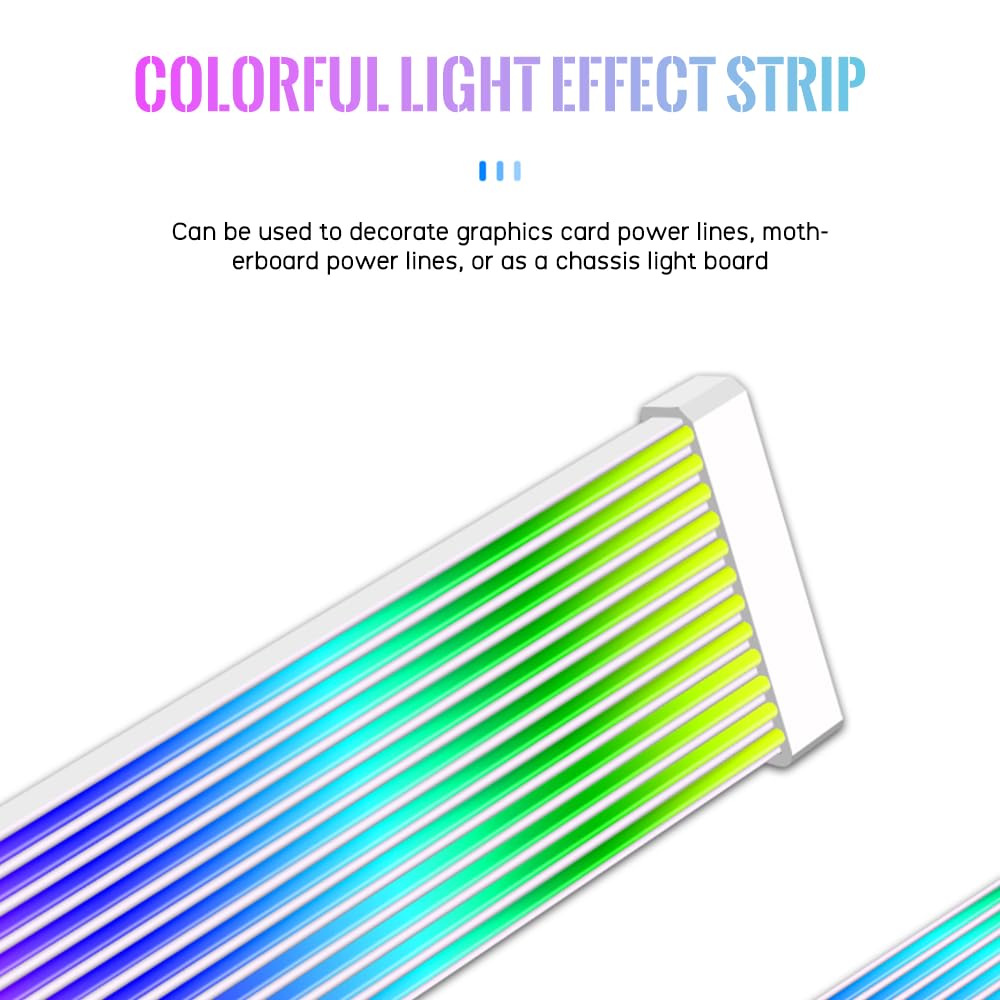 TZMRIT PC Cable Rgb, ARGB PSU Cable Cover Cable Extension, RGB Power Extension Cable Cover Kit for Motherboard and GPU PC Cable Parts Decoration (24PIN BK) - 5