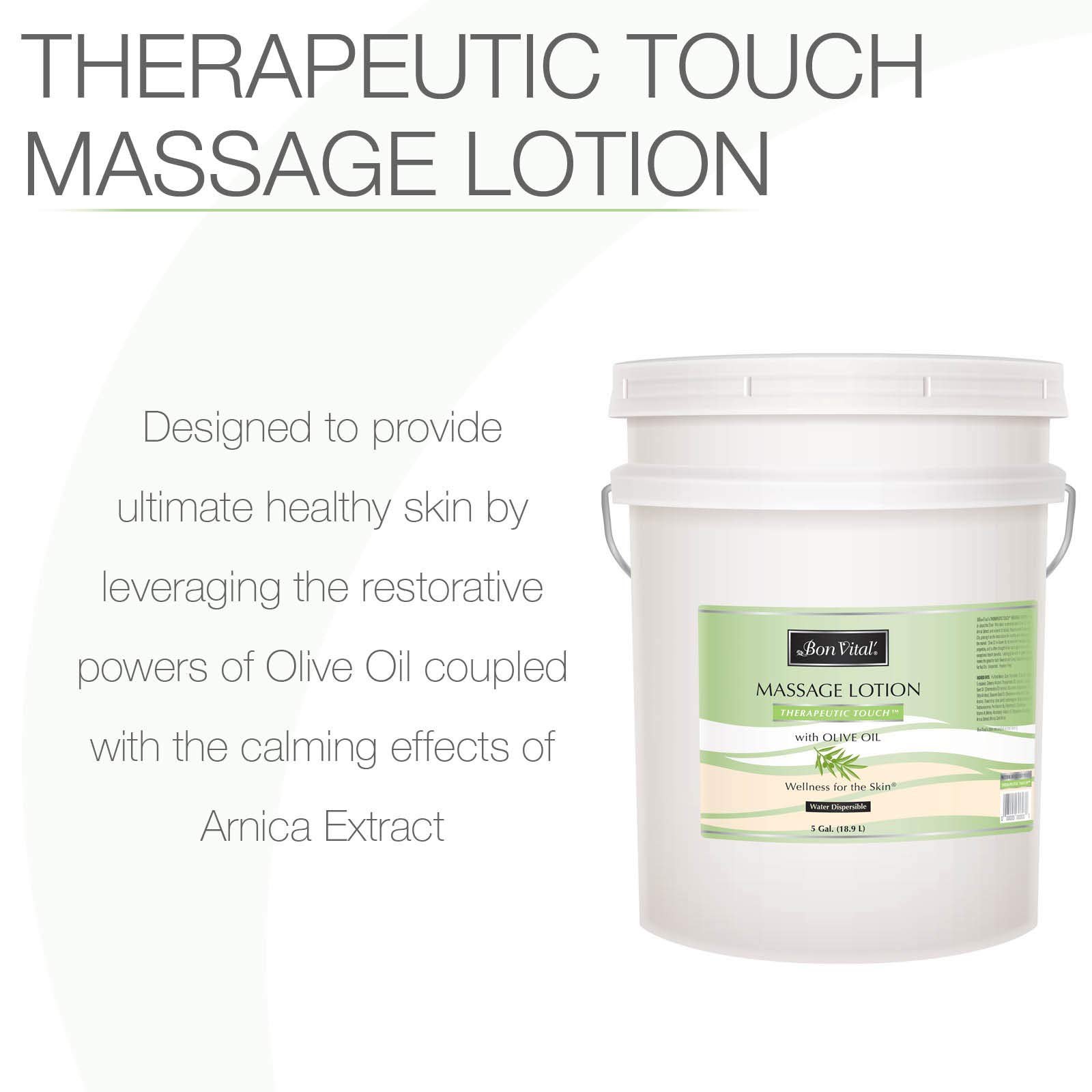 Bon Vital' Therapeutic Touch Massage Lotion with Olive Oil to Repair Dry Skin & Soothe Sore Muscles, Skin Therapy Lotion, Moisturizes Skin During Massages for Smooth, Soft Skin, 5 Gal, Label may Vary