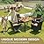 Devoko 5 PCS Furniture, Patio Conversation Set with Acacia Wood Top, Rattan Outdoor Dining Table and Chairs for Backyard, Garden, Deck, Black