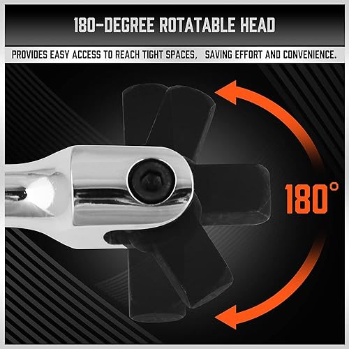 Miniatura 4 de HORUSDY Juego de 3 barras rompedoras con cabezal giratorio de 180°, accionamiento de 1/4, 3/8 pulgadas y 1/2 pulgadas, barras rompedoras resistentes